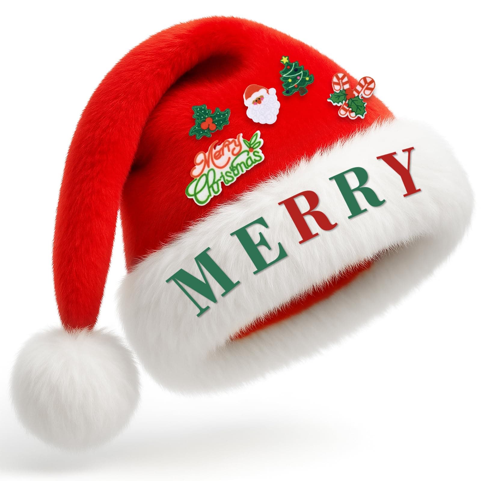Huachuang Kid Santa Hat Toddler Hat: Xmas Holiday Velvet Comfort Hats Extra Thicken Classic Fur for Festive Holiday Party Supplies (Red-Long)