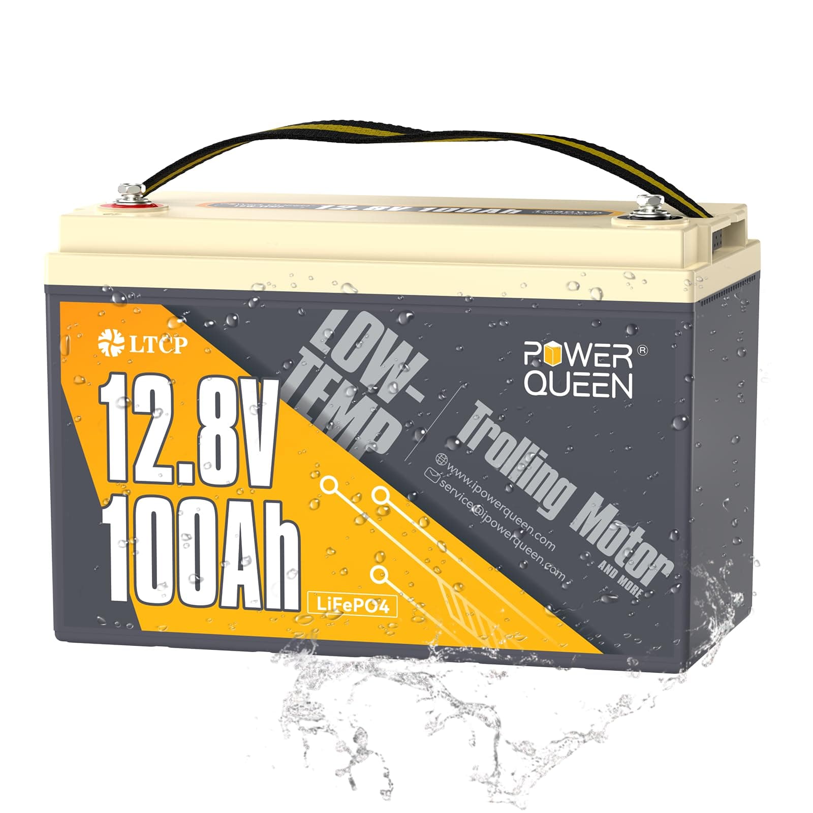 Power Queen 12V 100Ah LiFePO4 Battery Marine, Low-temp Protection Lithium Battery Group 31, Built in 100A BMS, 1280Wh Energy, Up to 15000 Cycles, Perfect for Trolling Motors, Boat, RV, Solar