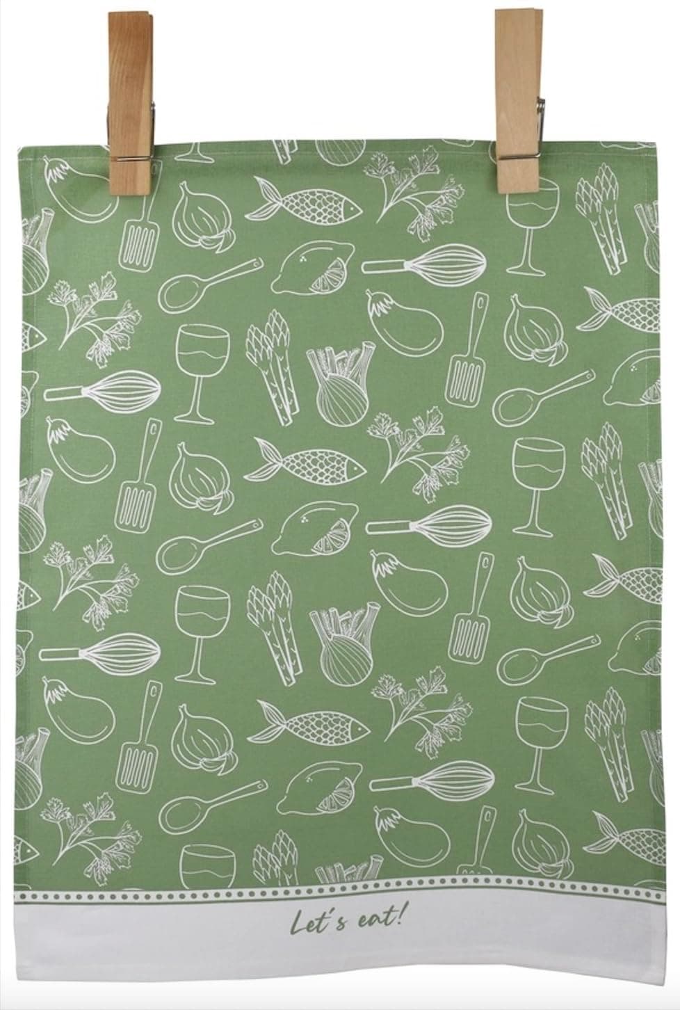LoveVivid 100% Cotton Printed Kitchen Dish Towel, 21" x 28", Let's Eat Mealtime Joy