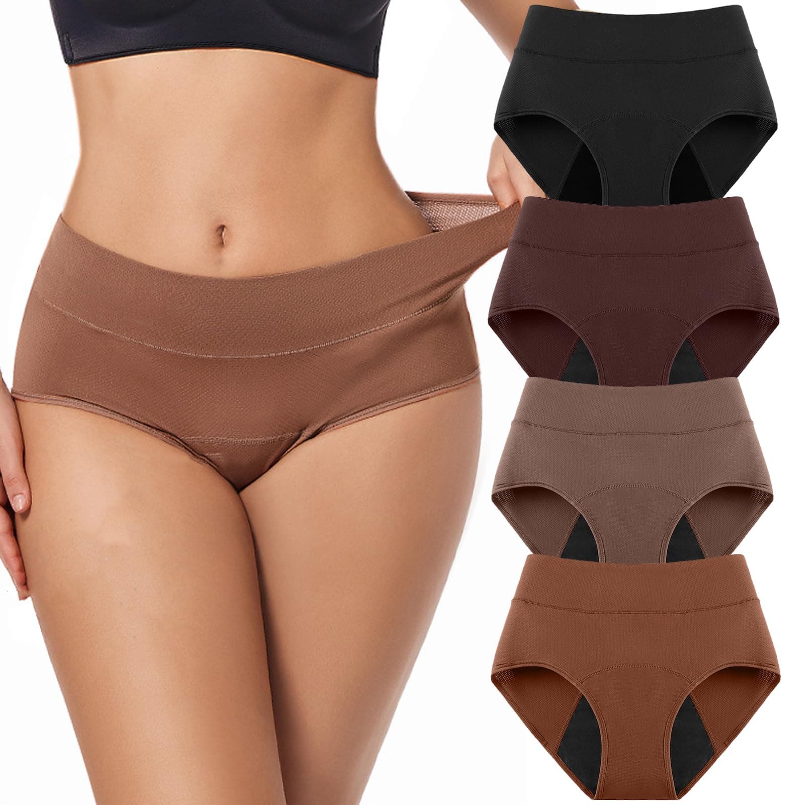 Veras Undies Incontinence Panties, Washable & Reusable Incontinence Underwear Three Layer Leakproof Underwear 60+ (4PCS-C,S)