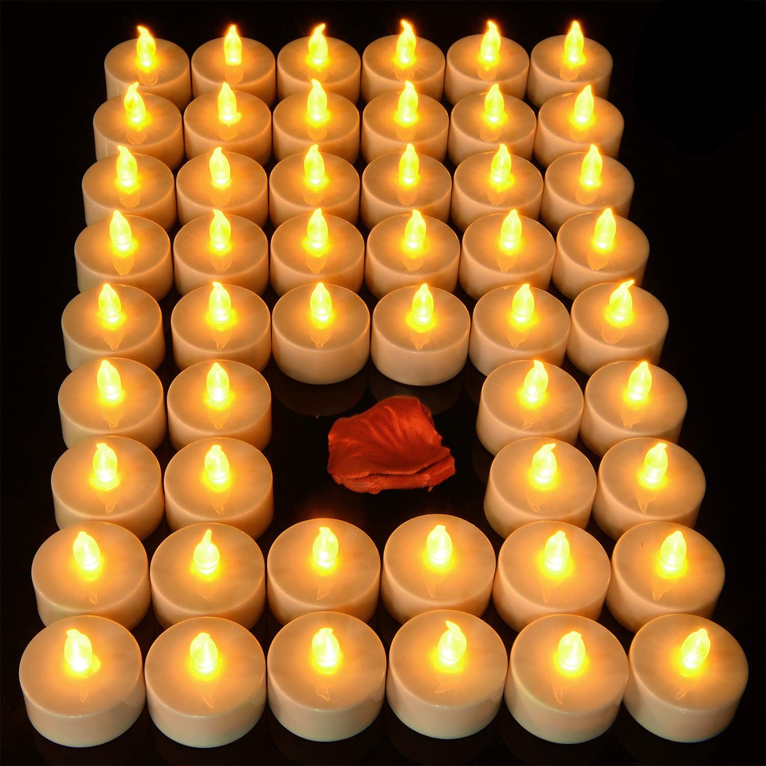 Pandaing Battery Operated Flameless Tealight Candles [100 Pack, Batteries Included], Realistic Tea Lights Candles, Flickering Bright Tealights