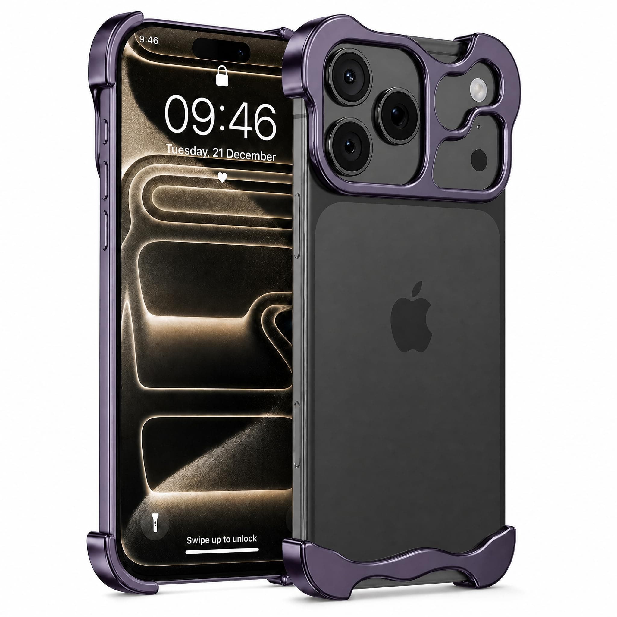 Doulings Aluminum Alloy Frameless Case for iPhone 14 Plus,Purple