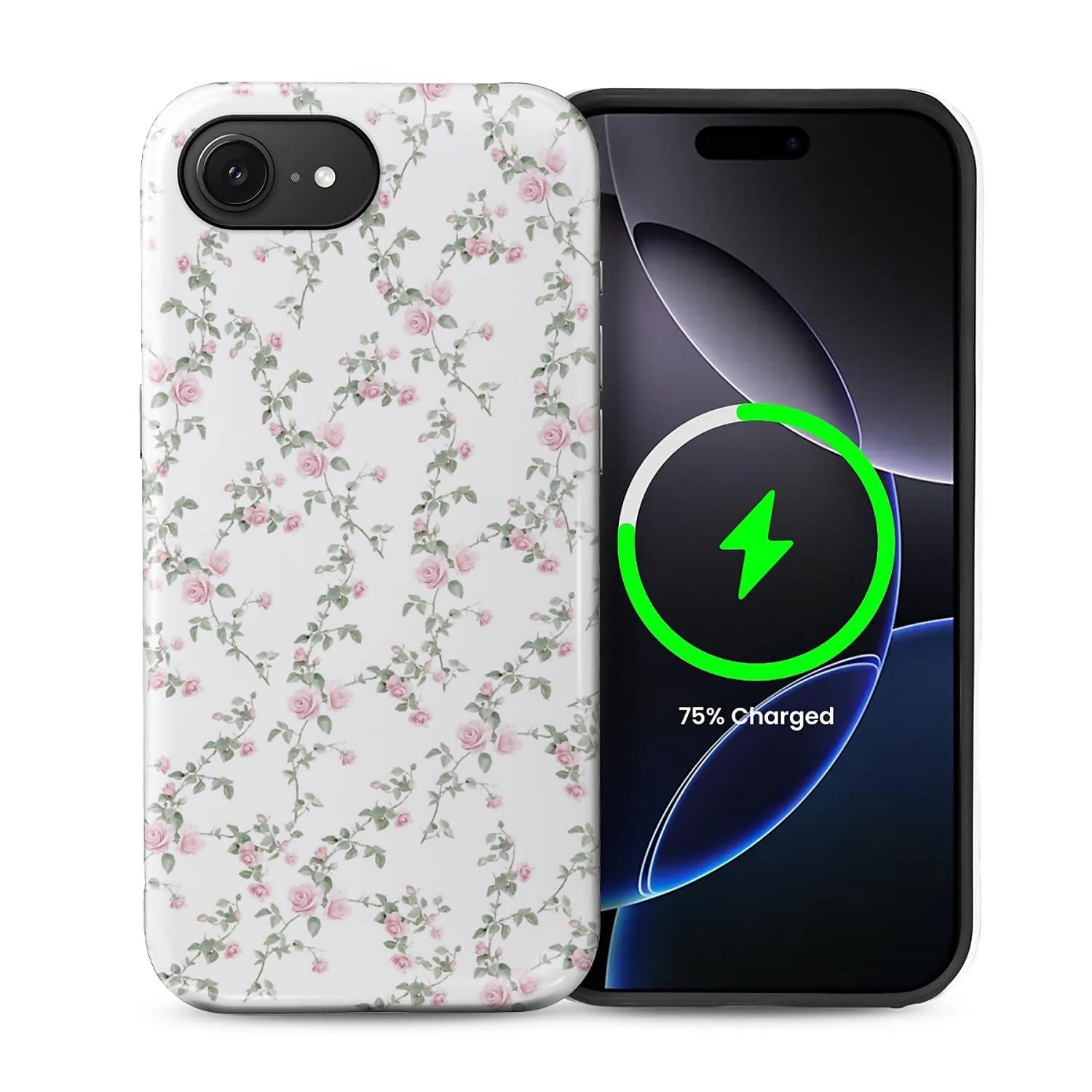 artslion for iPhone 16e Case for Women Girl Men Boy, Compatible with MagSafe, Shockproof Soft Silicone & Hard PC Shell Protective Case for iPhone 16e - Cute Pink Floral Vine