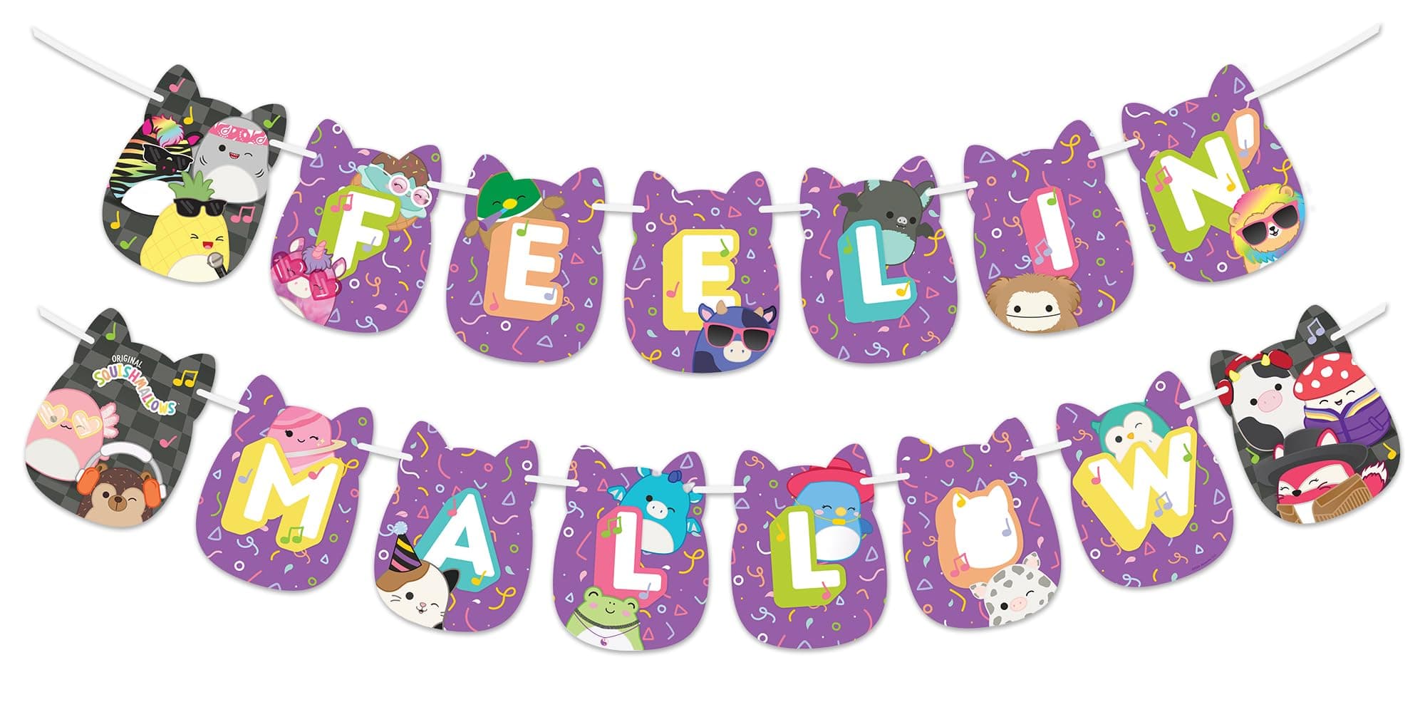 Treasures Gifted Officially Licensed Club Squishmallows Party Supplies Banner - (1) Pre-strung Banner - Squishmallows Birthday Decorations