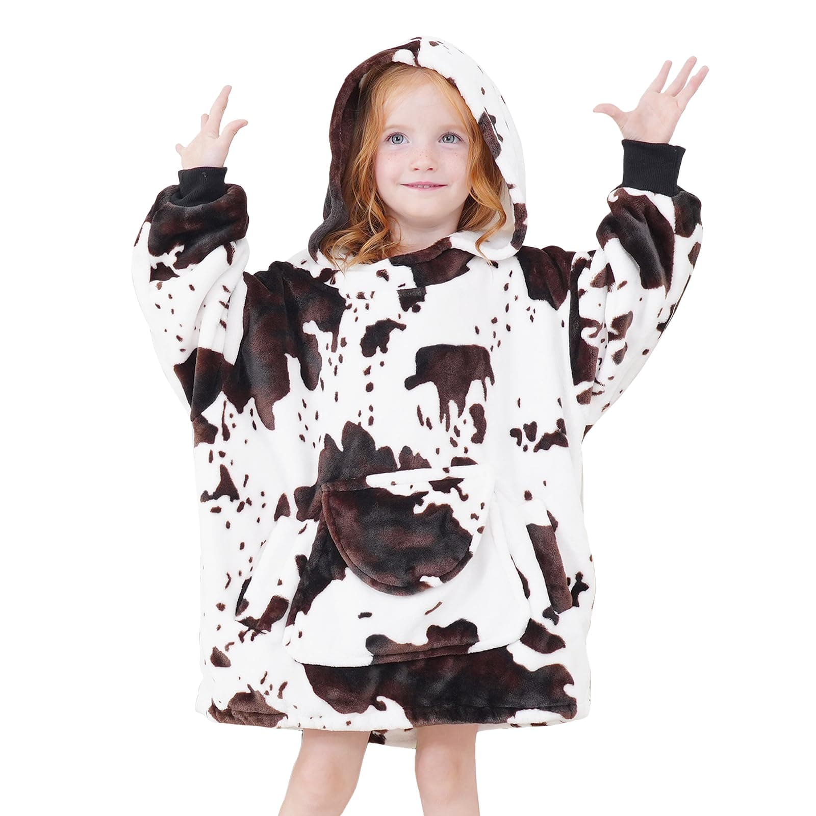Cow Print Wearable Blanket Hoodie for Kids