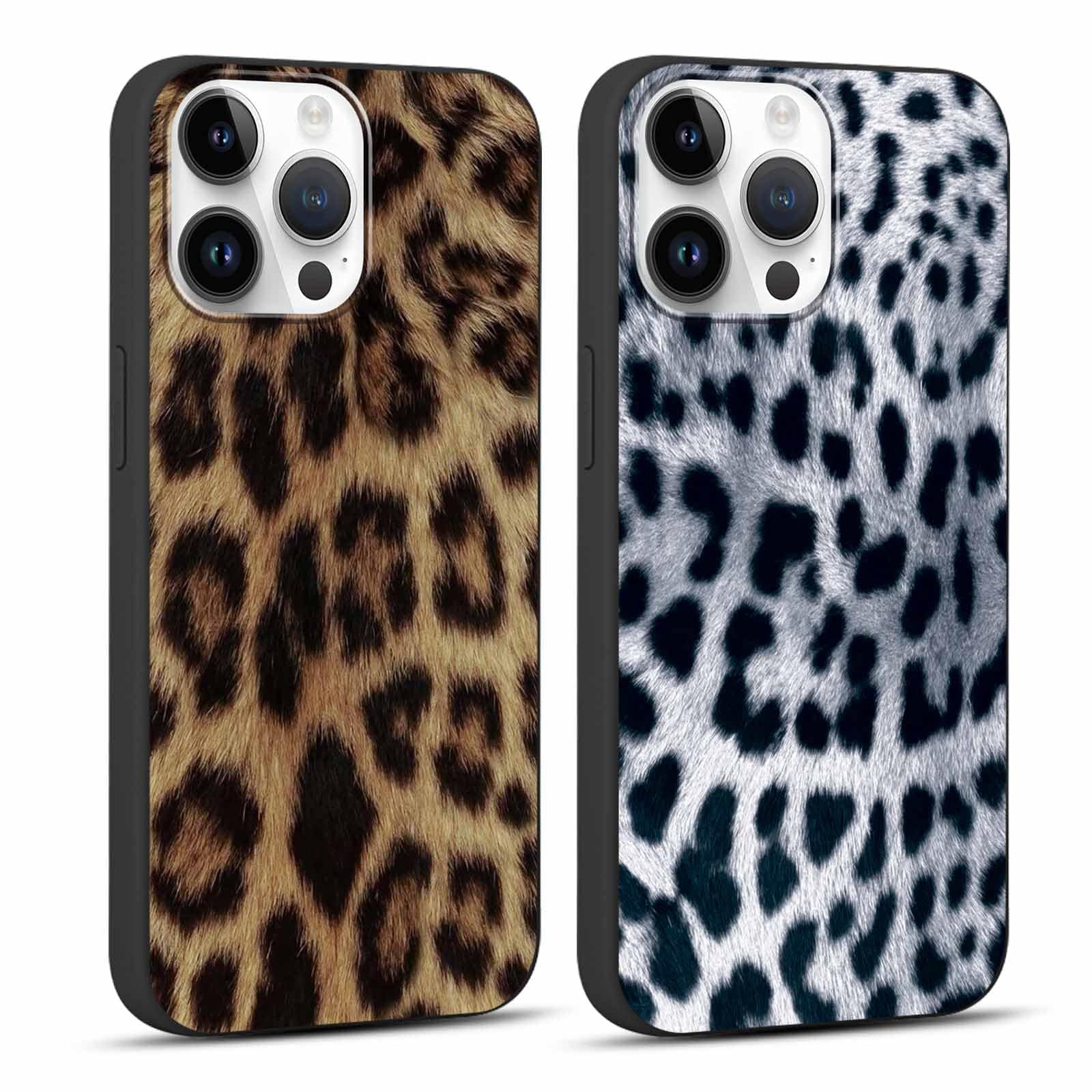 RUMDEY 2 Pack Cute Cheetah Print for iPhone 15 Pro Max 6.7" Phone Case, Luxury Leopard Pattern Design Cases Soft Silicone Slim TPU Shockproof Protective Bumper Cover for Women Girls-Black & Brown