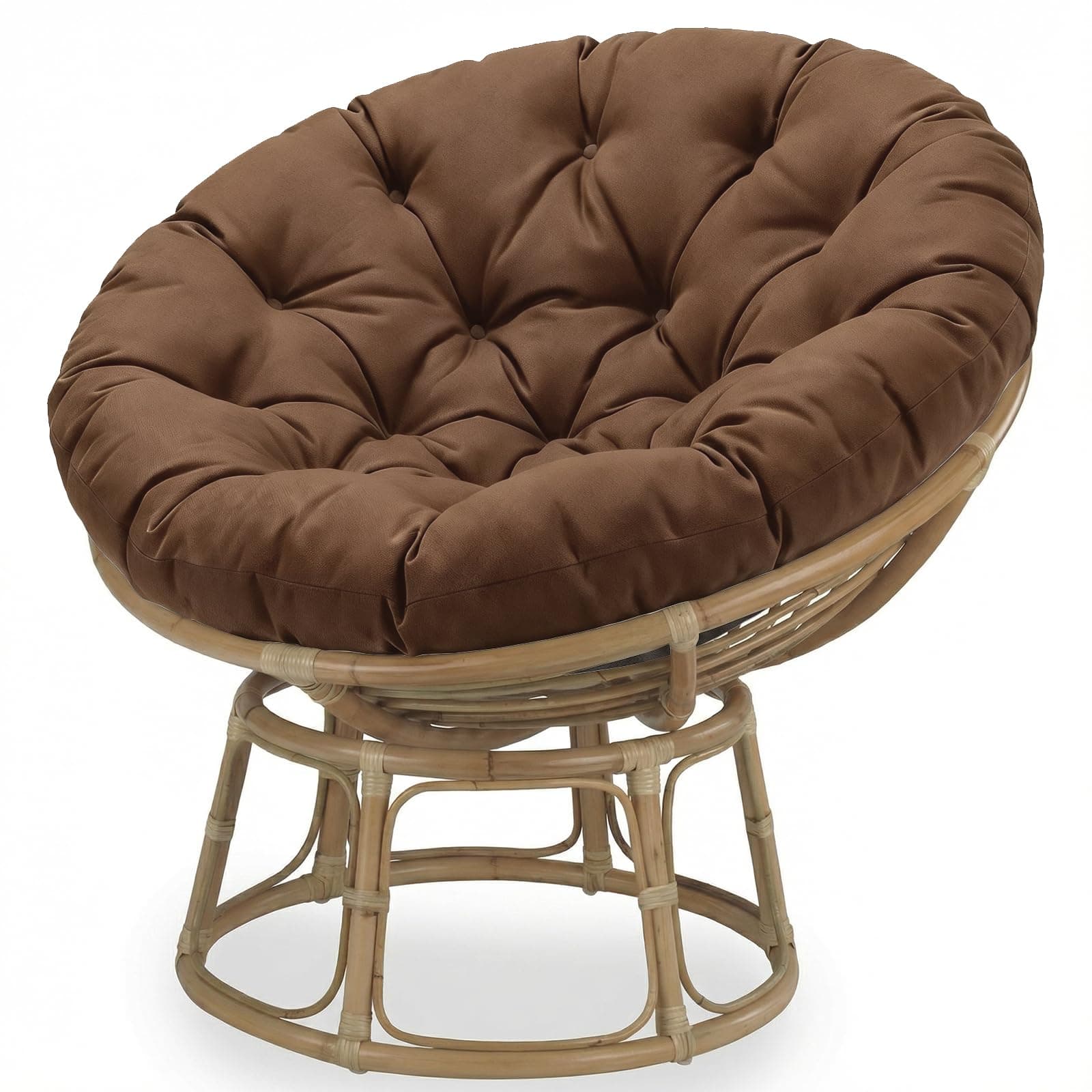 DSWCKNVK Papasan Chair Cushion,100% PP Cotton Filling Thick Comfortable Round Cushions for Wicker Papasan,Hammock Seating Rocker Chair Circle Cushion (Brown, 48 * 48in)