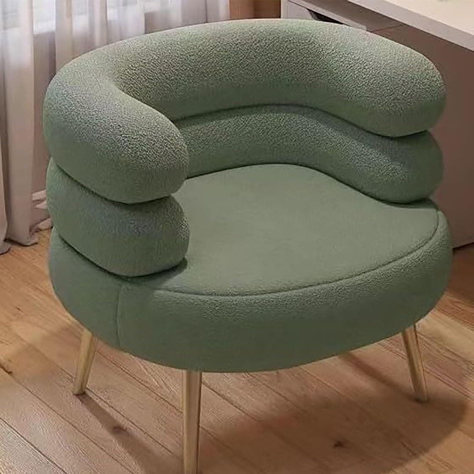 Lazy Chair Sofa Chair Comfortable, Modern Style Armless Lounge Sofa, with Curved backrest, Suitable for Living Room, Bedroom, Salon, Sponge Filling (Color : Green, Size : Gold Leg)