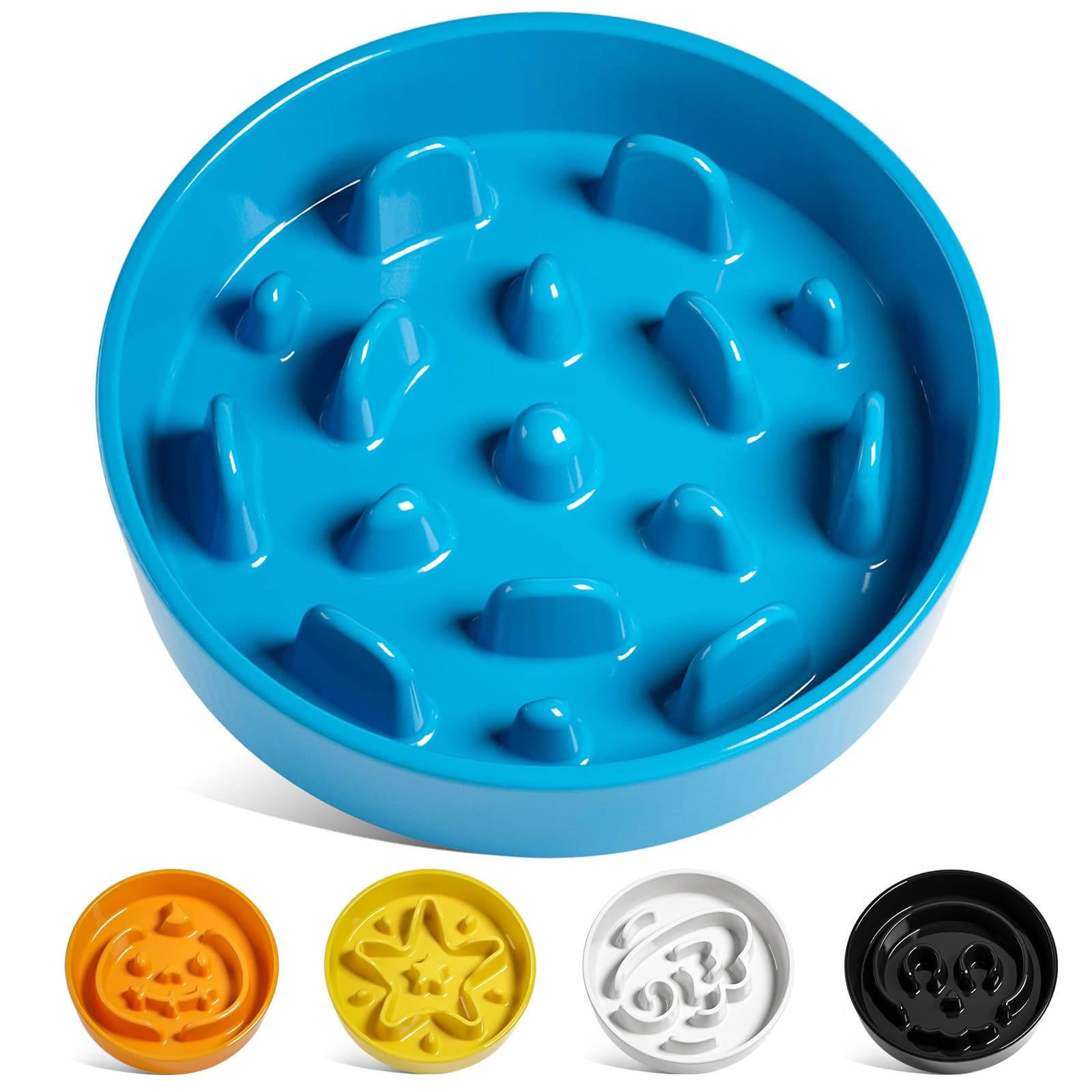 LE TAUCI Slow Feeder Dog Bowls Ceramic, 1.5 Cups Slow Eater Bowl for Dogs, Puppy Slow Feeder Bowl for Fast Eaters, Dog Dishes to Slow Down Eating, Maze Dog Bowl, Vortex Blue