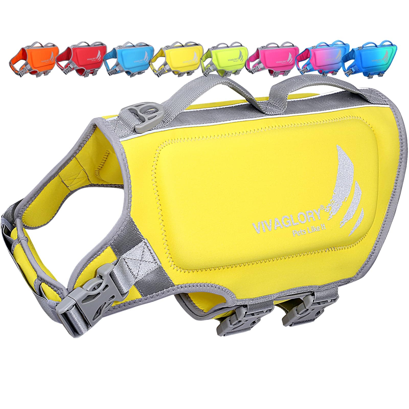 VIVAGLORY Dog Life Jacket High Buoyancy Dog Life Vest, XL, Yellow