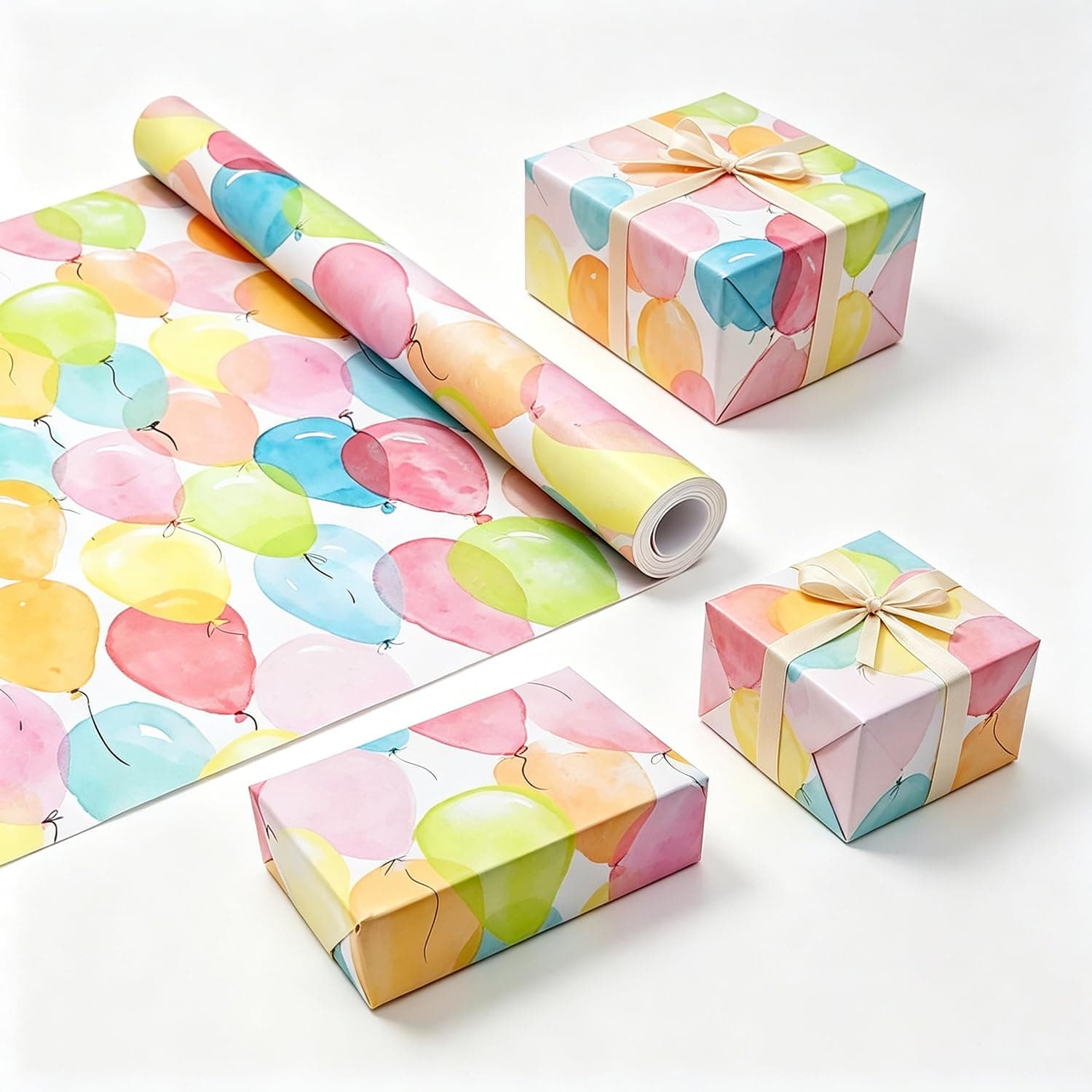 Viadom Baby Shower Wrapping Paper Roll for Birthdays and All Occasions - 17 Inches X 50 Feet - Colorful Balloons Design for Boys Girls Kids, Birthday, Valentines, Graduation, Wedding, Christmas