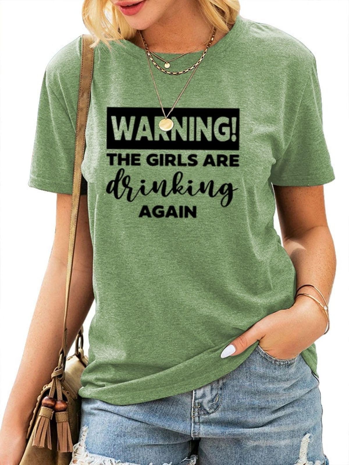 Warning The Girls are Drinking Again T-Shirt Girls Drinking Shirt Friends T-Shirt Graphic Wine Lover Tee Mexico Drinking Holiday Party Summer Tops