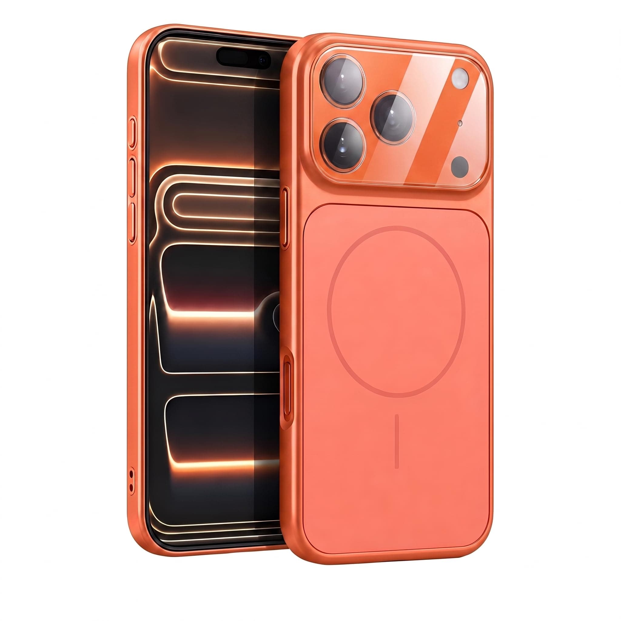 Doulings Magnetic Matte for iPhone 14,Orange,Lens Protector