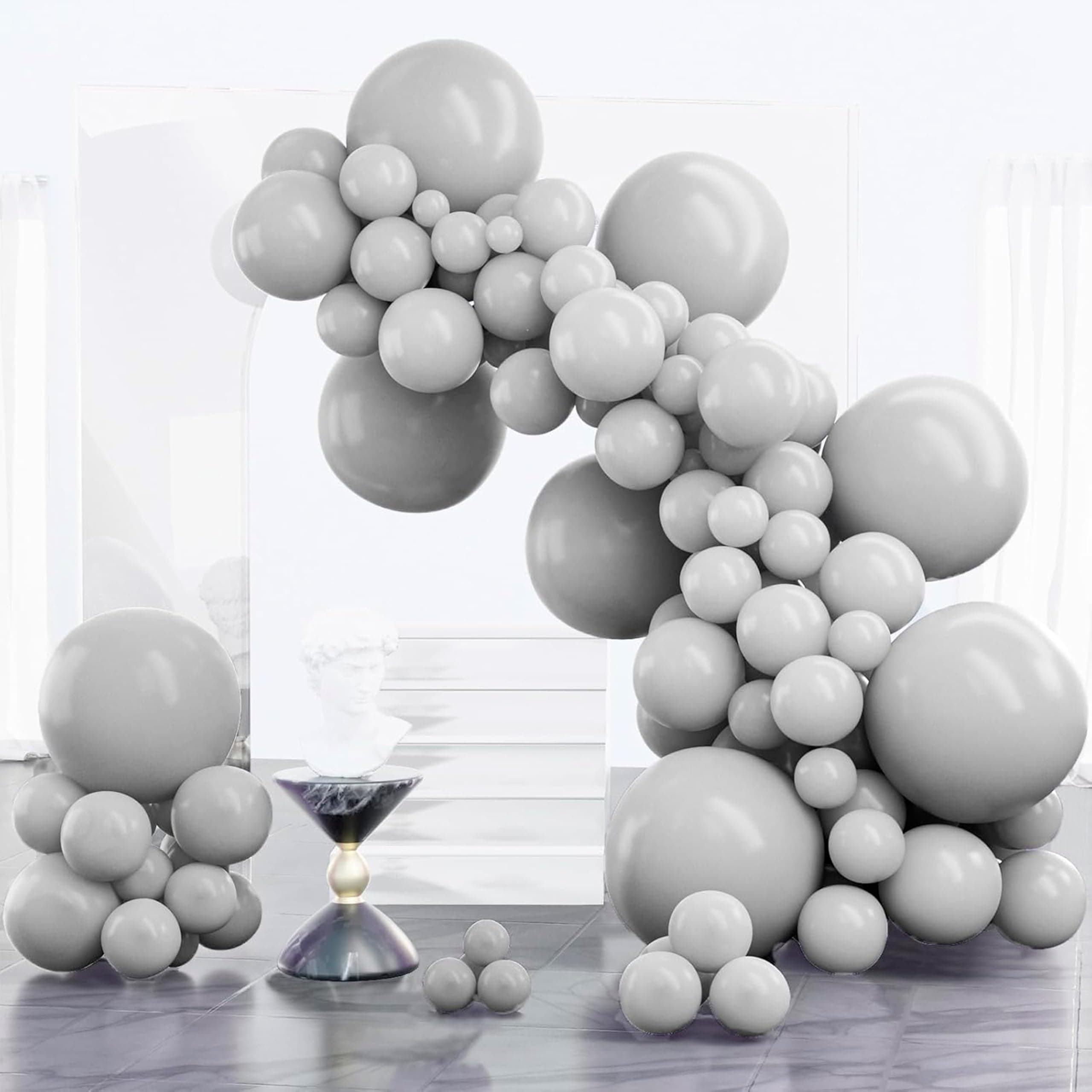 PartyWoo Gray Balloons 100pcs Different Sizes Pack of 18 12 10 5 Inch Matte Gray Latex Balloon Arch Kit Garland for Baby Shower Graduation Wedding Anniversary Birthday Party Decorations Gray-Y71