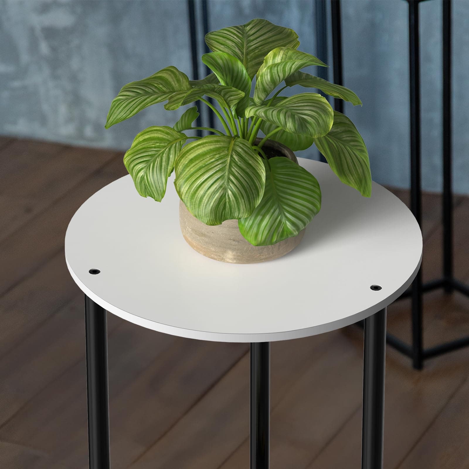 End Tables Set of 2, Round Small Side Table, 2 Tier Nightstand Sofa Table Coffee Table with Storage Shelves for Living Room, Bedroom, White