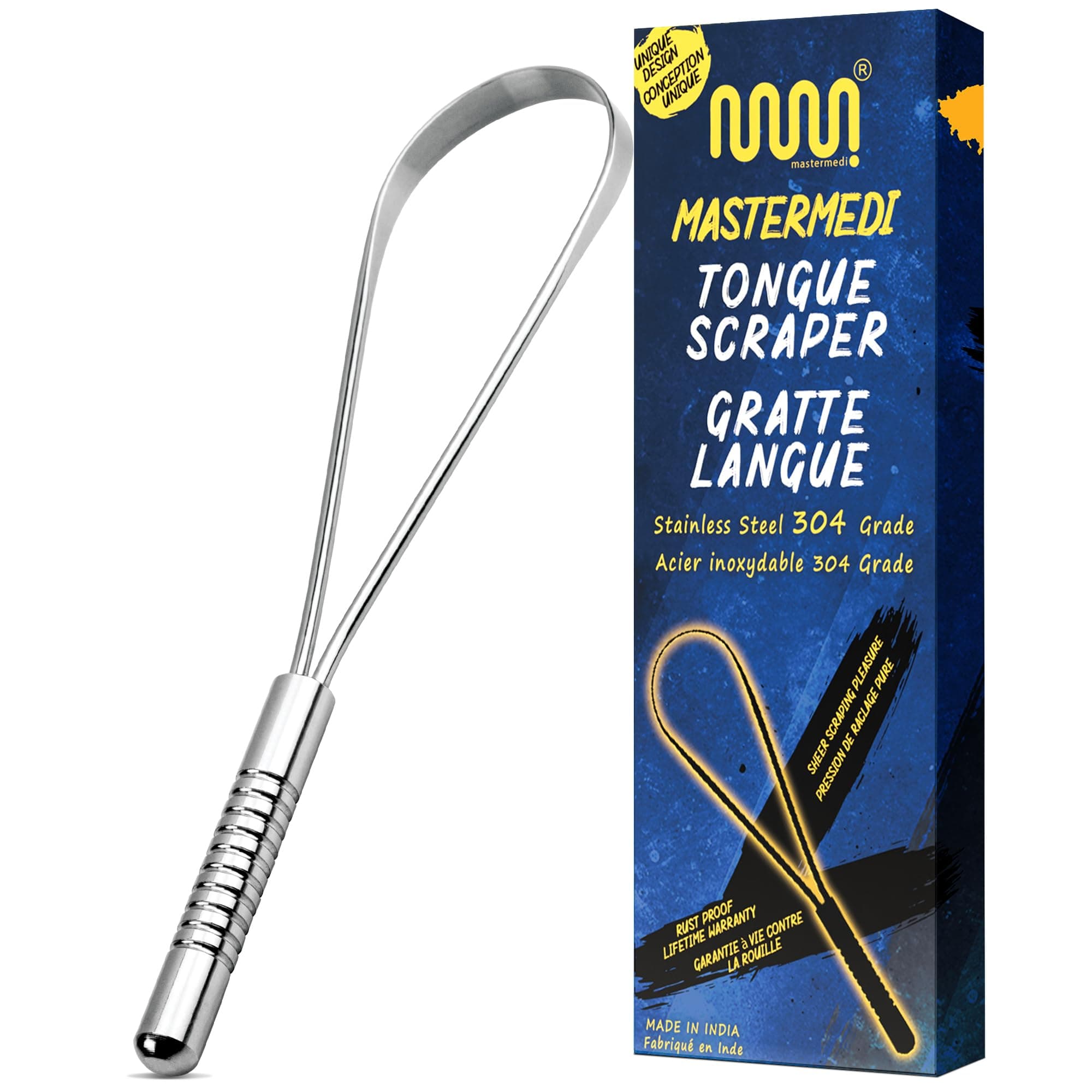 Tongue Scraper for Bad Breath - Stainless Steel Cleaner for Oral Hygiene and Fresh Breath (1 Count (Pack of 1))