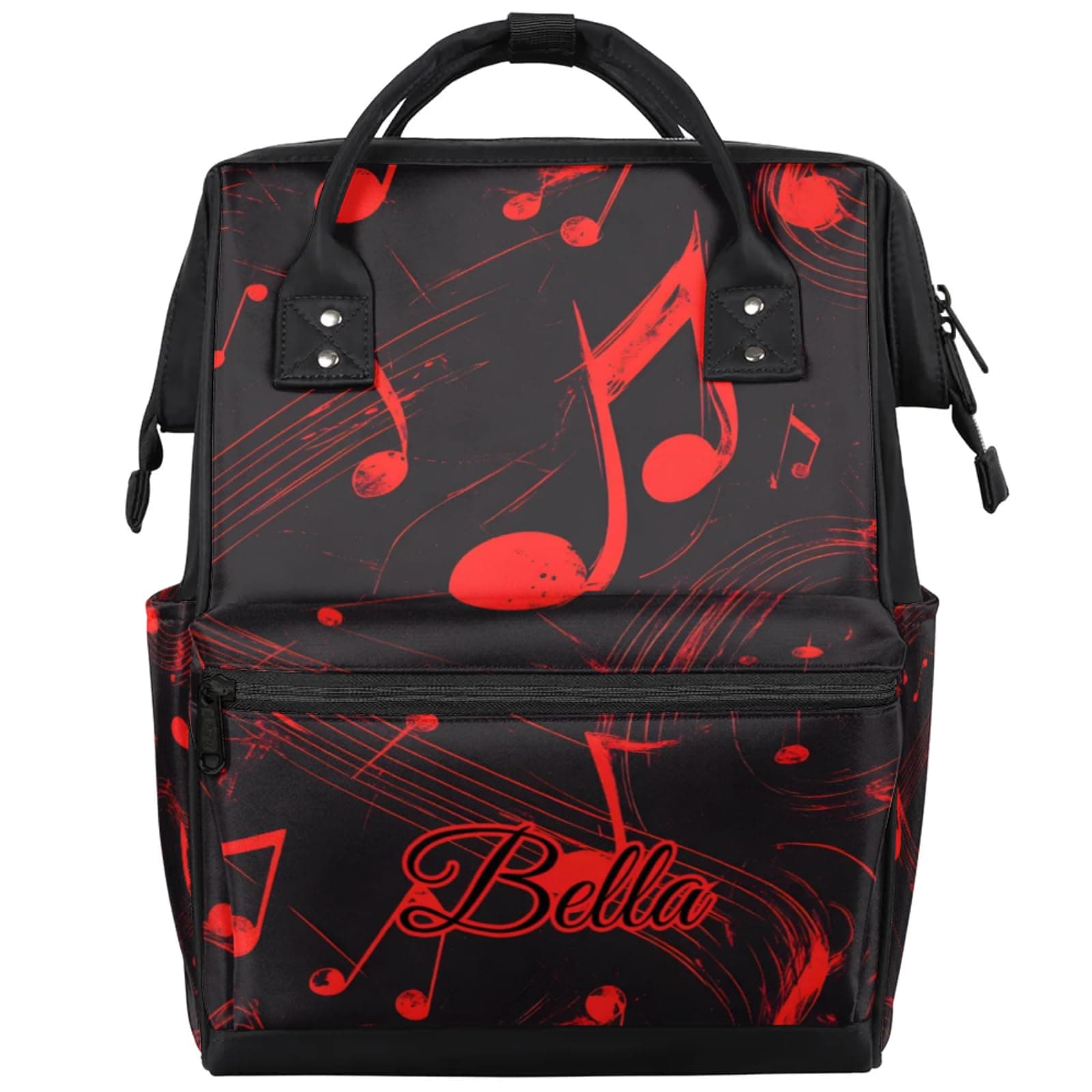 SPYORBKX Custom Baby-Diaper-Backpack for Boys Girls Nursing Mommy Bag with Name 11x7x15.7 inches Music Note Baby-Bag