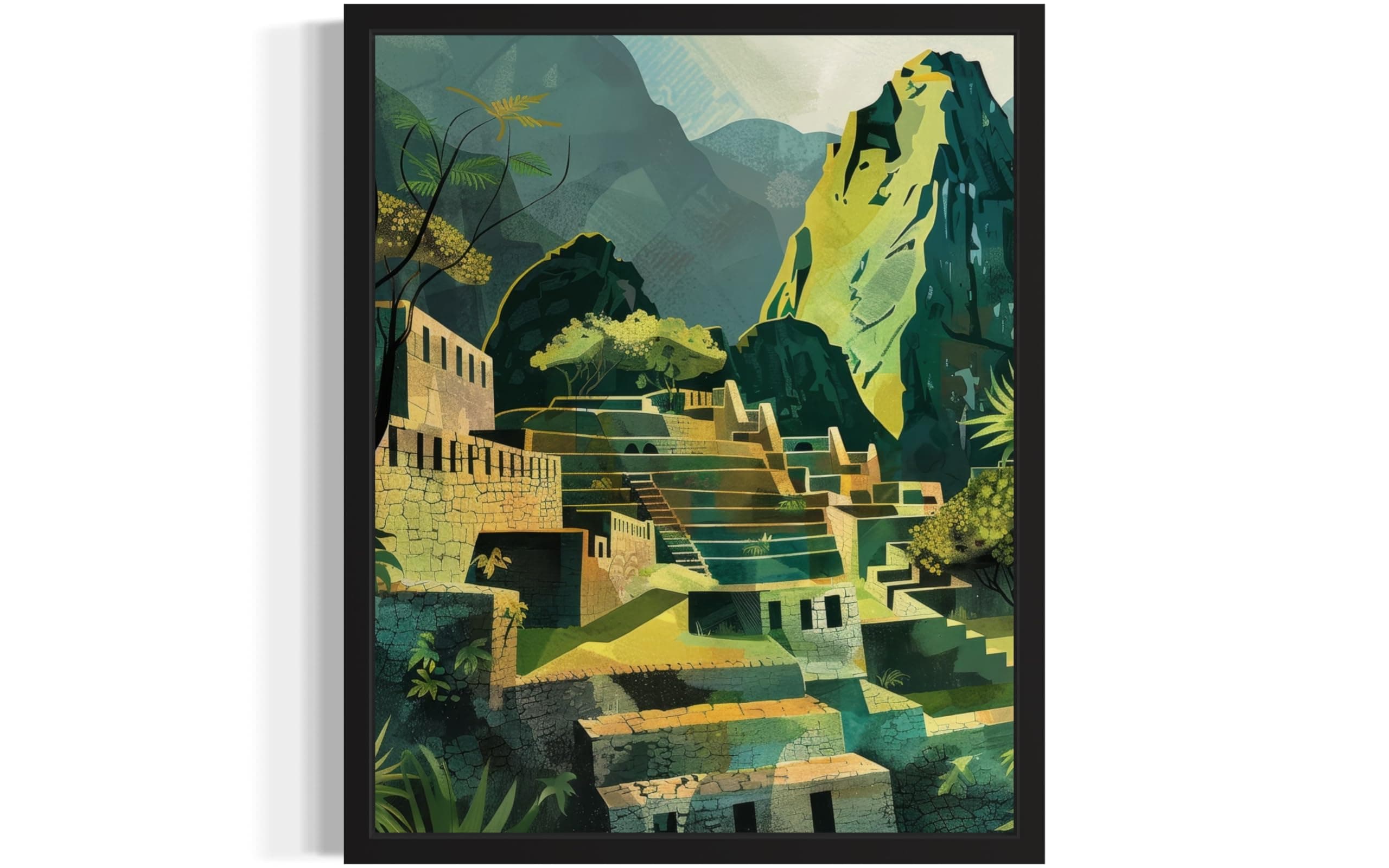Incan Ancient Ruins Landscape Poster Art Print, Retro Vintage Wall Art Nature Painting Gallery 22 (Incan Ancient Ruins, 11 x 14 inches, Unframed)