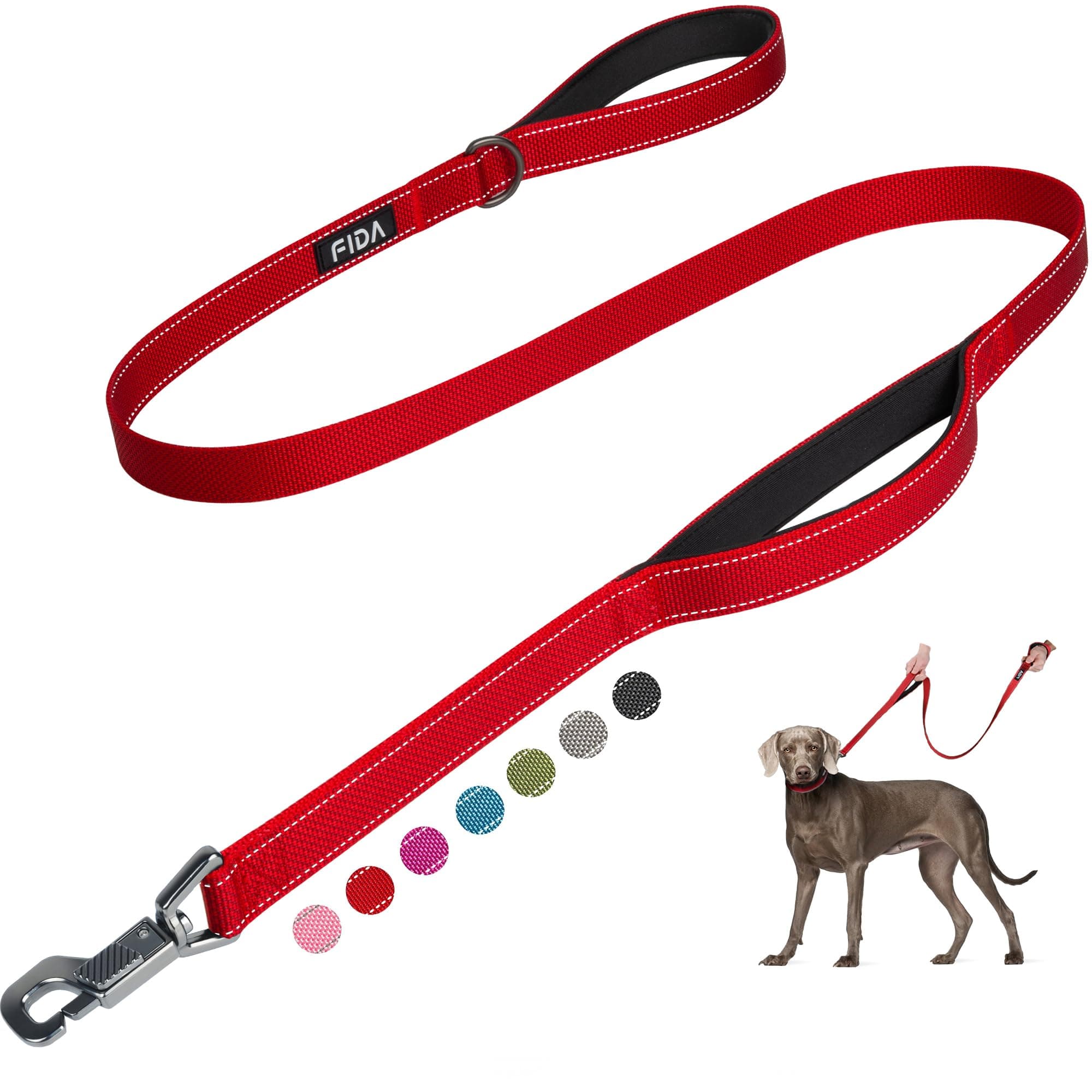 Fida Heavy Duty Dog Leash for Medium Large Dogs, 5 FT, Dual Padded Handles