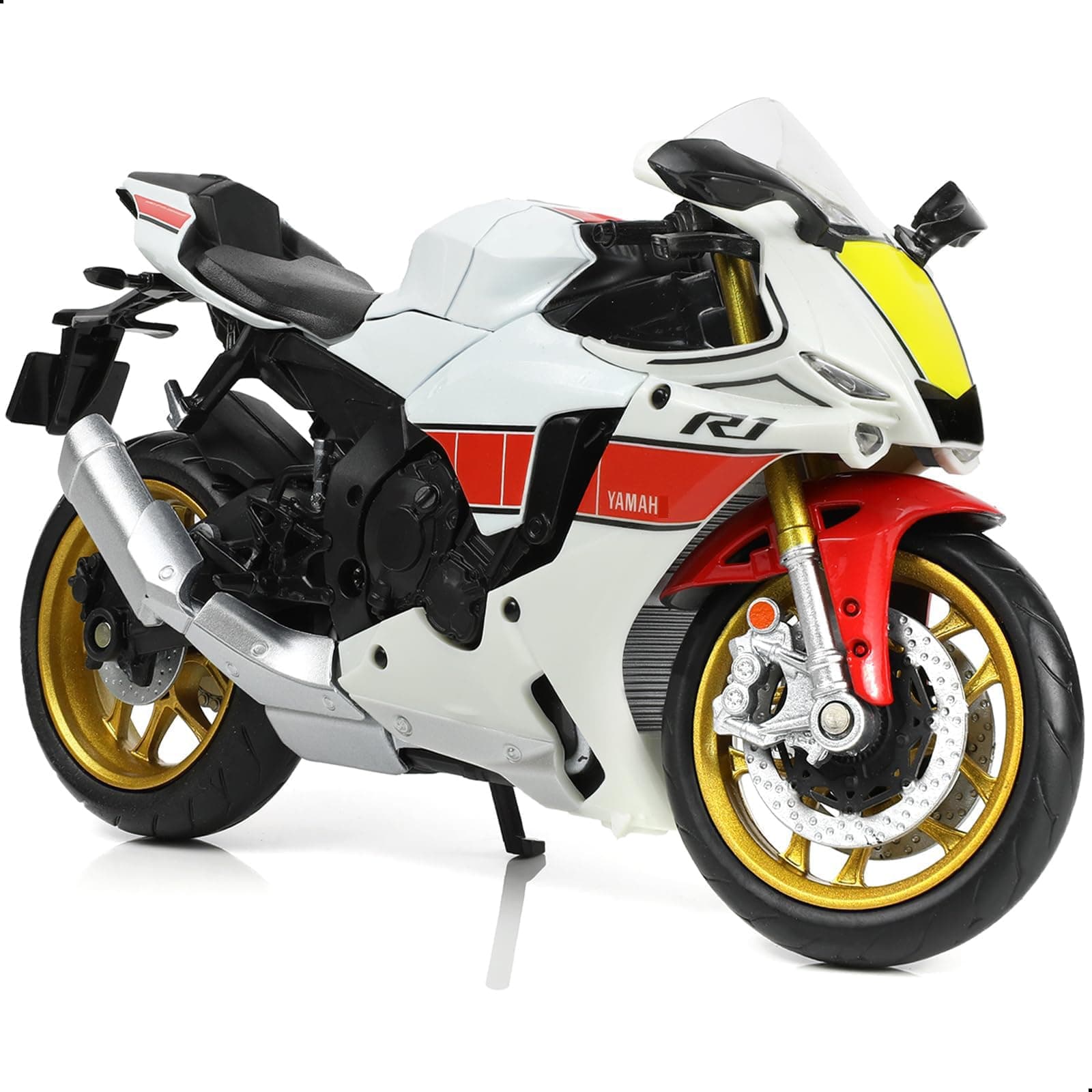 Risopen 1:12 Motorcycle Model Toy for Yamaha YZF-R1 1000R Metal Die-cast with Plastic Motorcycle Model No Assembly Required Mini Finished Moto Gift for Adult?White?