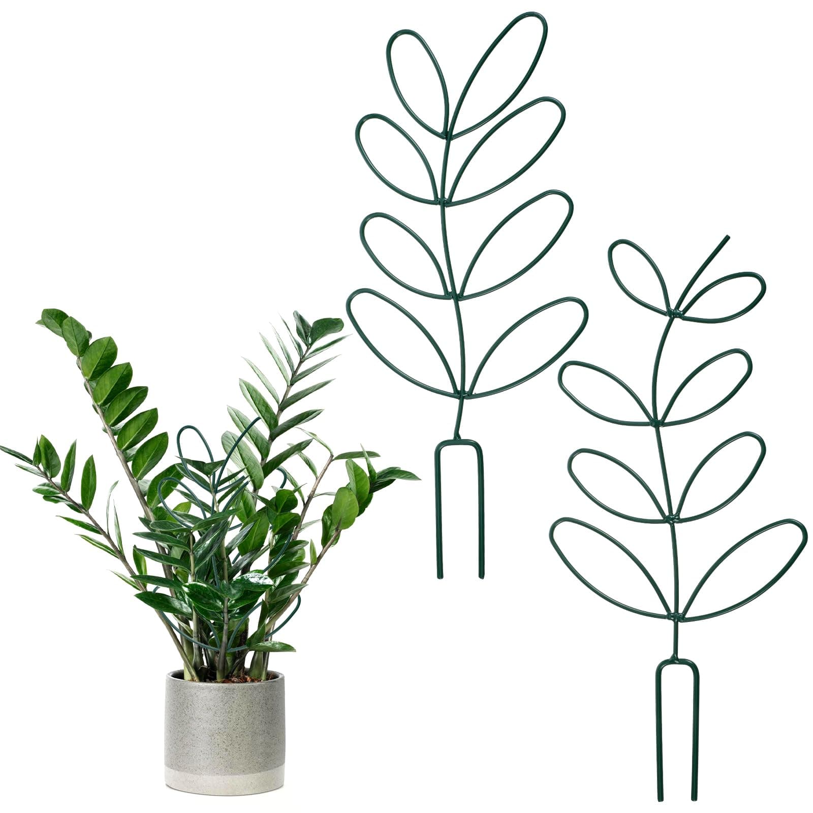 Matwsec 2 Pcs Plant Trellis for Climbing Plants Indoor, Leaf Shaped Metal Small Plant Trellis for Potted Plants, 12.40x5.51in Potted Plant Stakes, Houseplant Accessories for Pothos, Flower