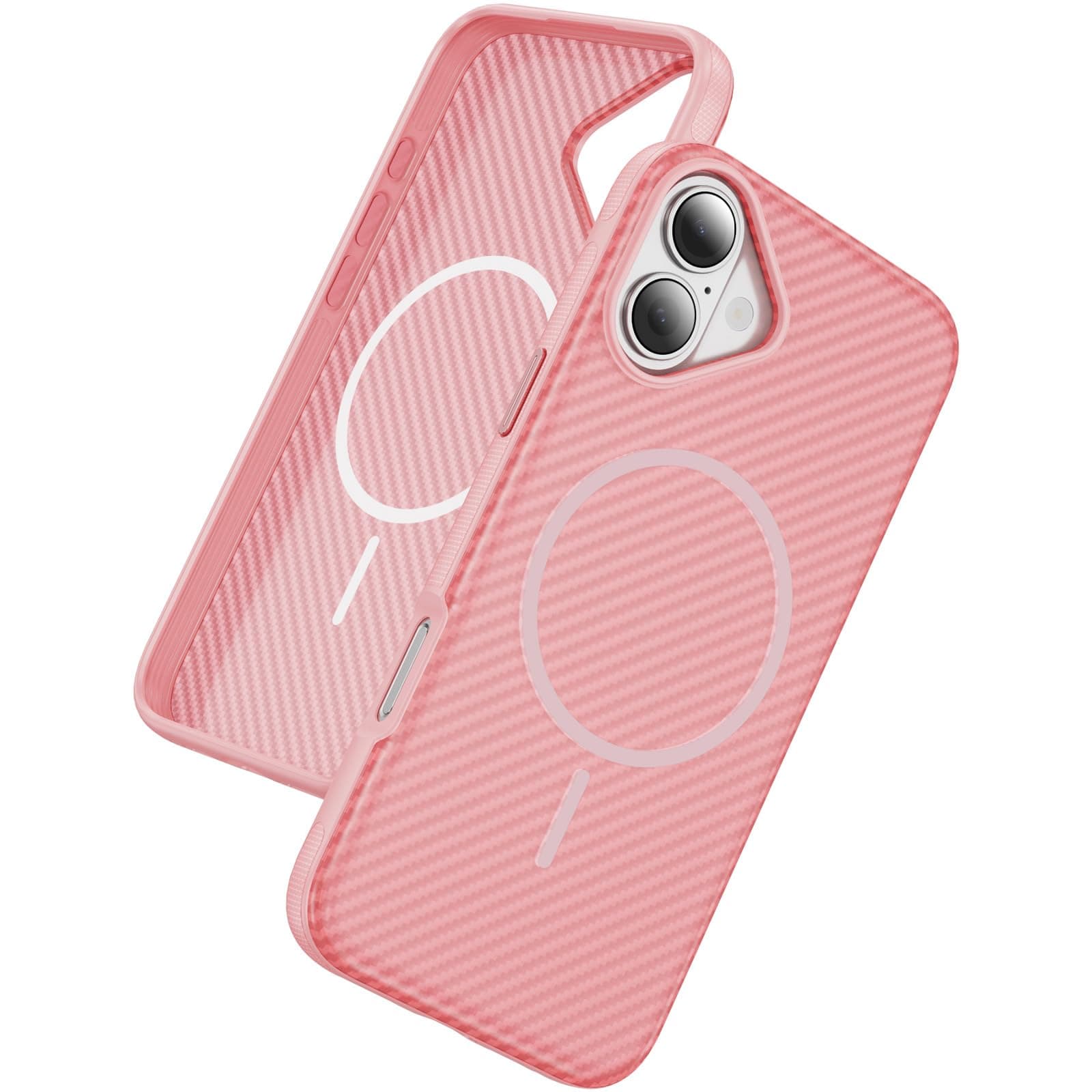 Magnetic for iPhone Case with 1 Screen Protector, [Mil-Grade Drop Protection] Shockproof Slim Translucent Matte Protective Phone Case (Pink, Phone 17)