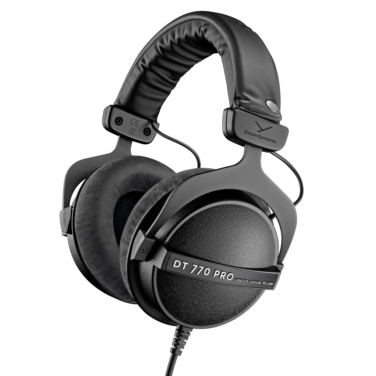 beyerdynamic DT 770 PRO, 80 Ohm, Closed Back, Over Ear, Wired Professional Studio Headphones, Home Recording, Podcast, Monitor, 3m Straight Cable, Black with Limited Edition Black Velour Ear Pads
