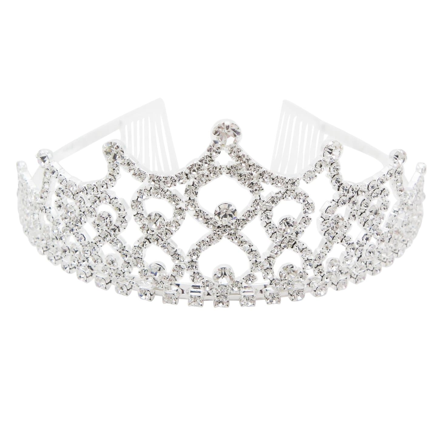 Rosemarie Collections Women's Stunning Silver Tone Crystal Rhinestone Ornate Queen's Bridal Wedding Crown Tiara Headpiece, 1.75", One Size, Glass, Crystal