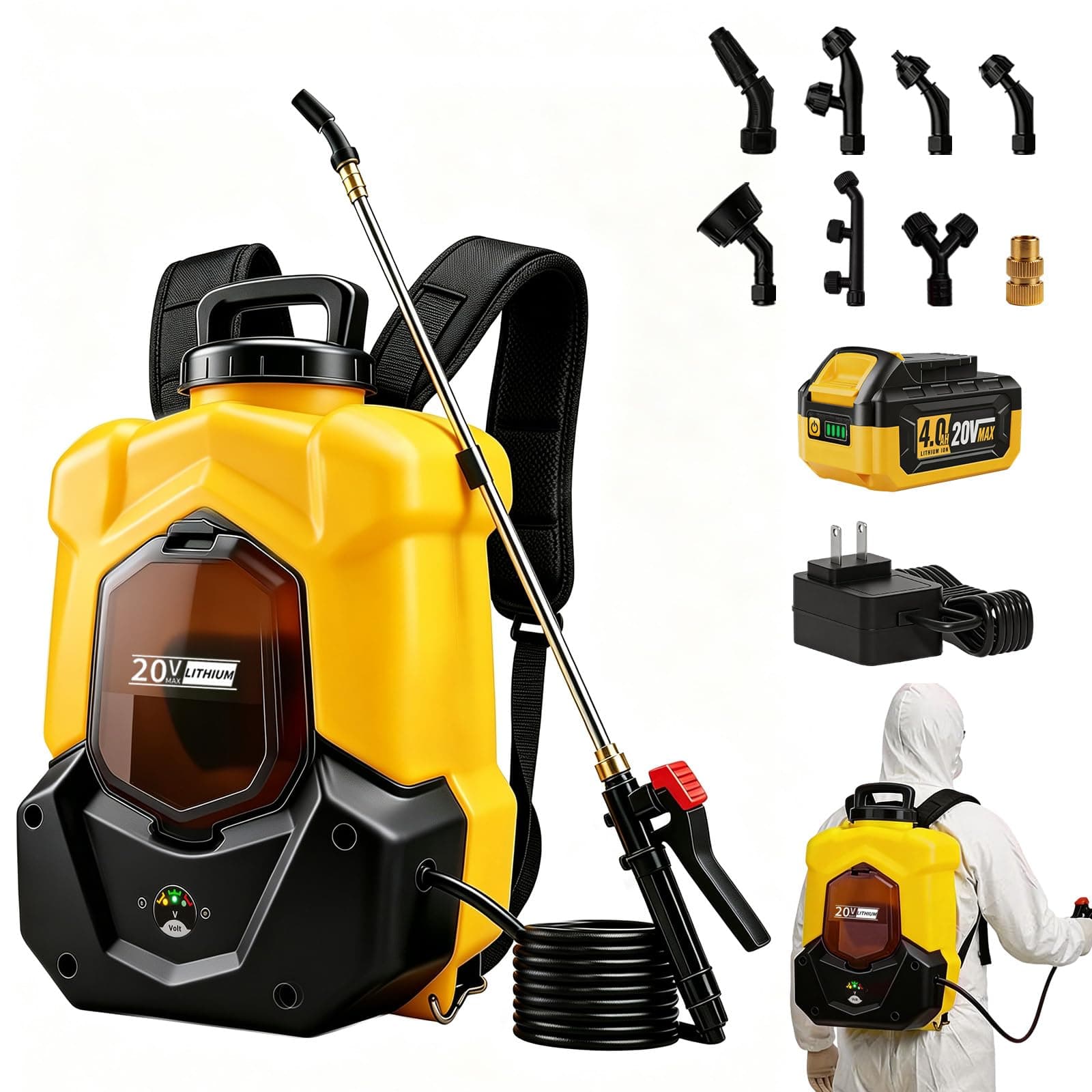Battery Powered Backpack Sprayer for DEWALT 20V Max Battery