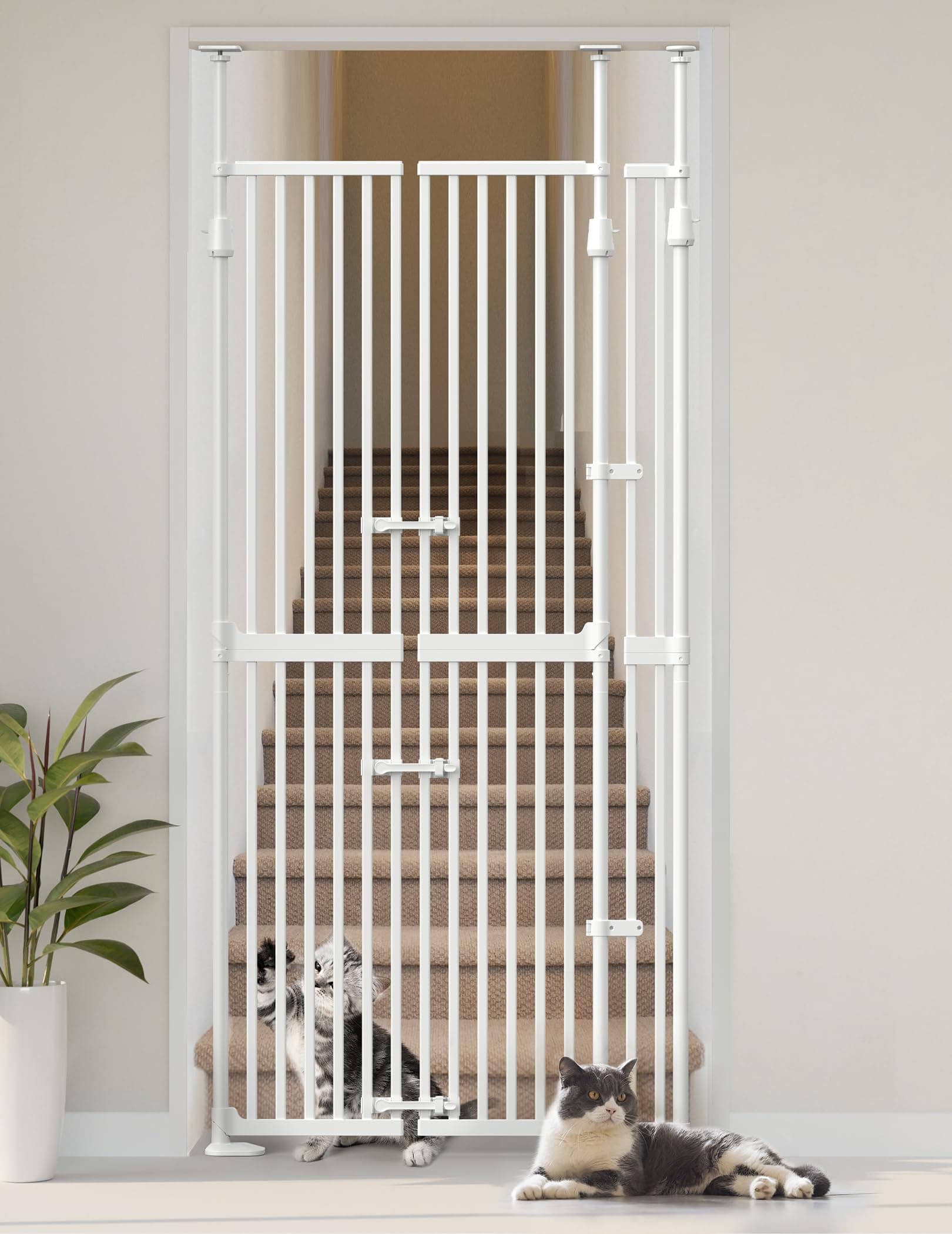 Extra Tall Cat Gate for Doorway: Sprouterie Tall Cat Gates for Pet (White:30.3"-38.2" Wide)