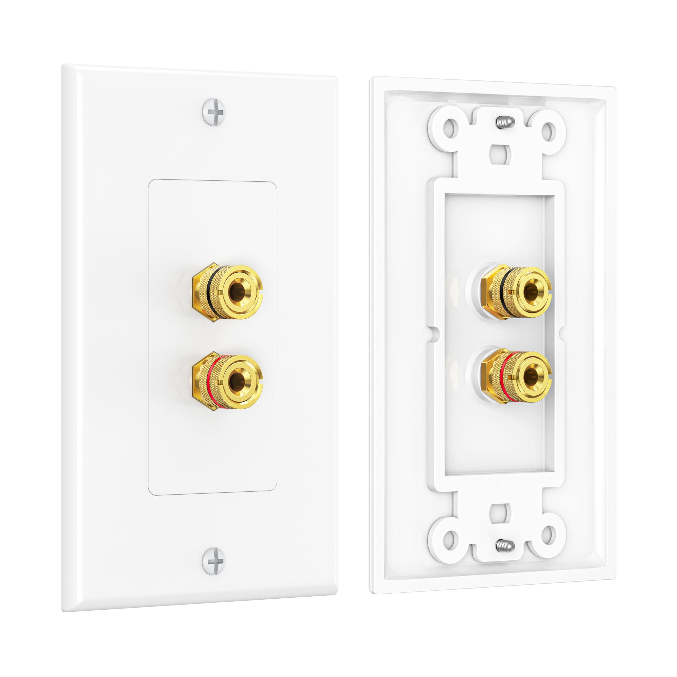 Cable Matters 2-Pack Speaker Wire Wall Plate (Banana Plug Wall Plate) for 1 Speaker in White