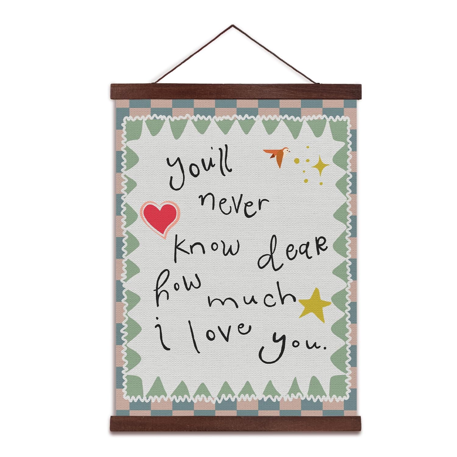 Kids Wall Decor, Framed with Wood Hanger