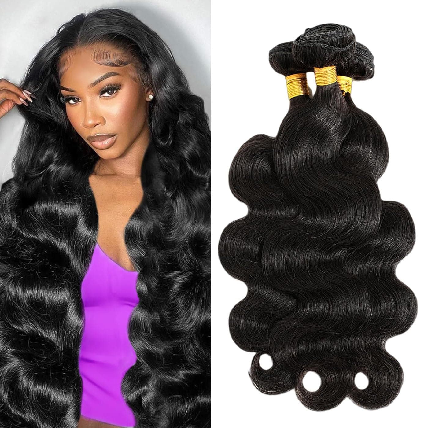 Hertune Body Wave Human Hair Bundles 12 14 16 Inch Virgin Hair Extensions