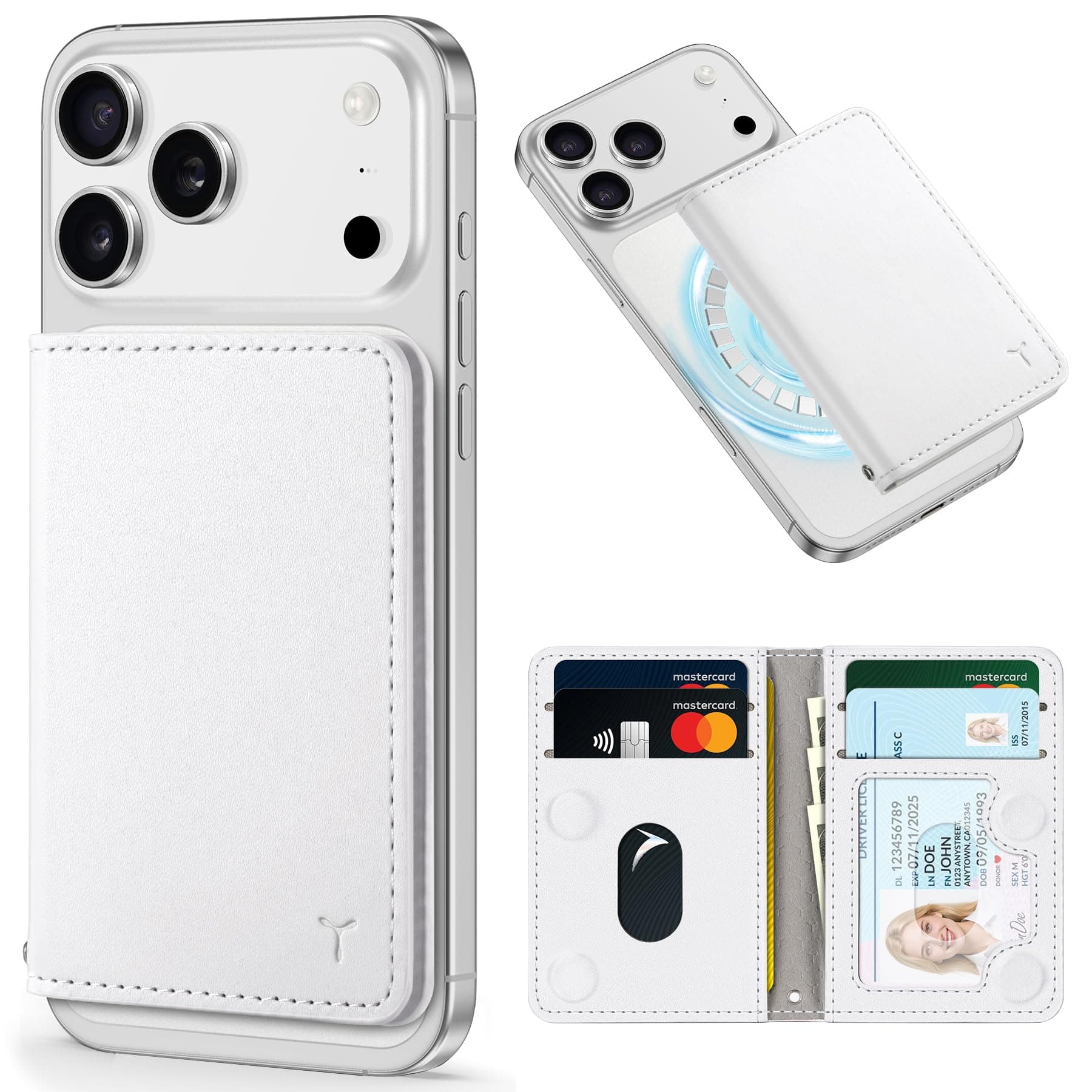 TUCCH Magnetic Wallet for Magsafe iPhone, 6 Card Holders, White