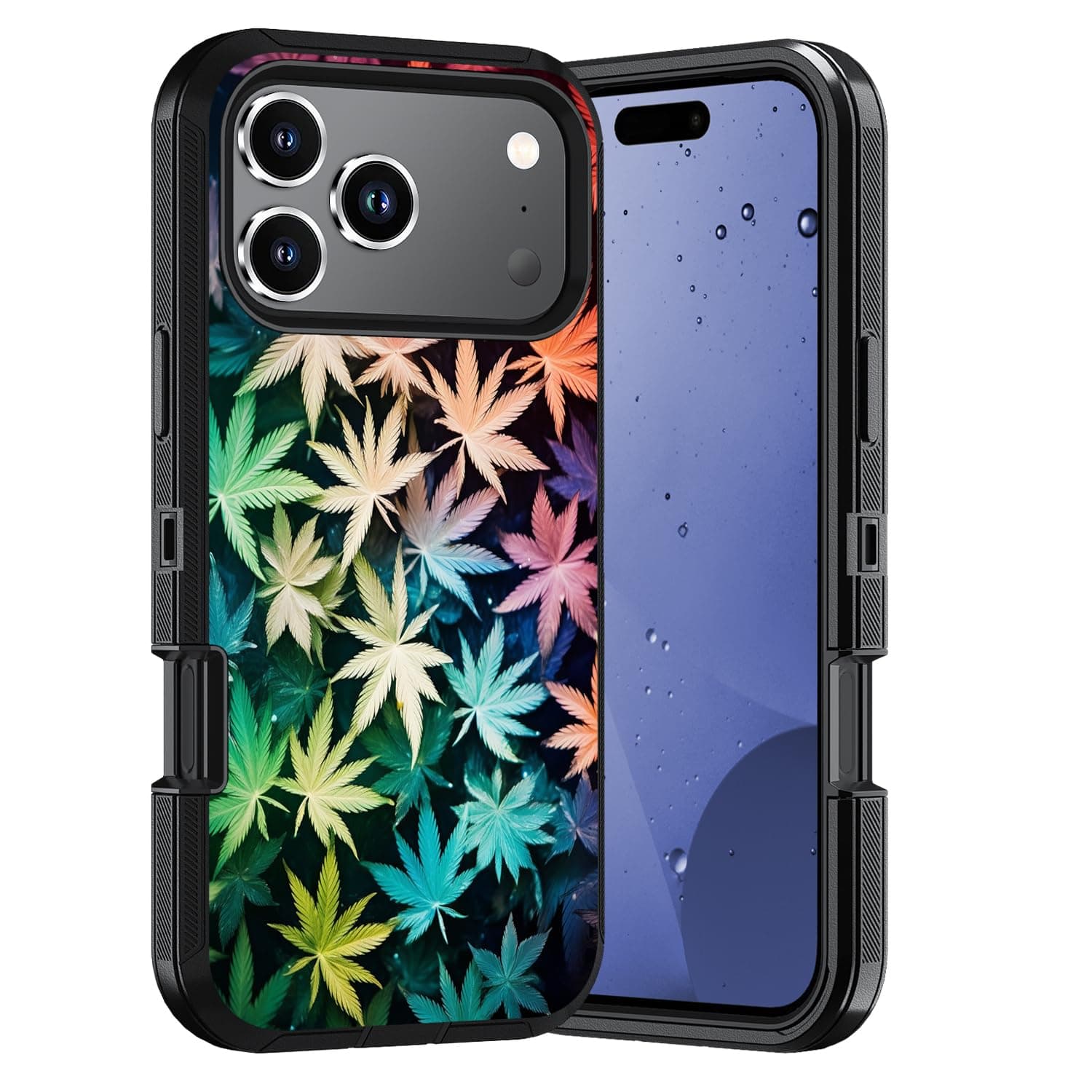 ERWYTYIOI for iPhone 17 Pro Max Case, Heavy Duty 3-Layer [Military Grade] Anti-Scratch Shockproof Stylish Phone Protective Case for iPhone 17 Pro Max (2025, 6.9 inch), Marijuana Leaf Weed