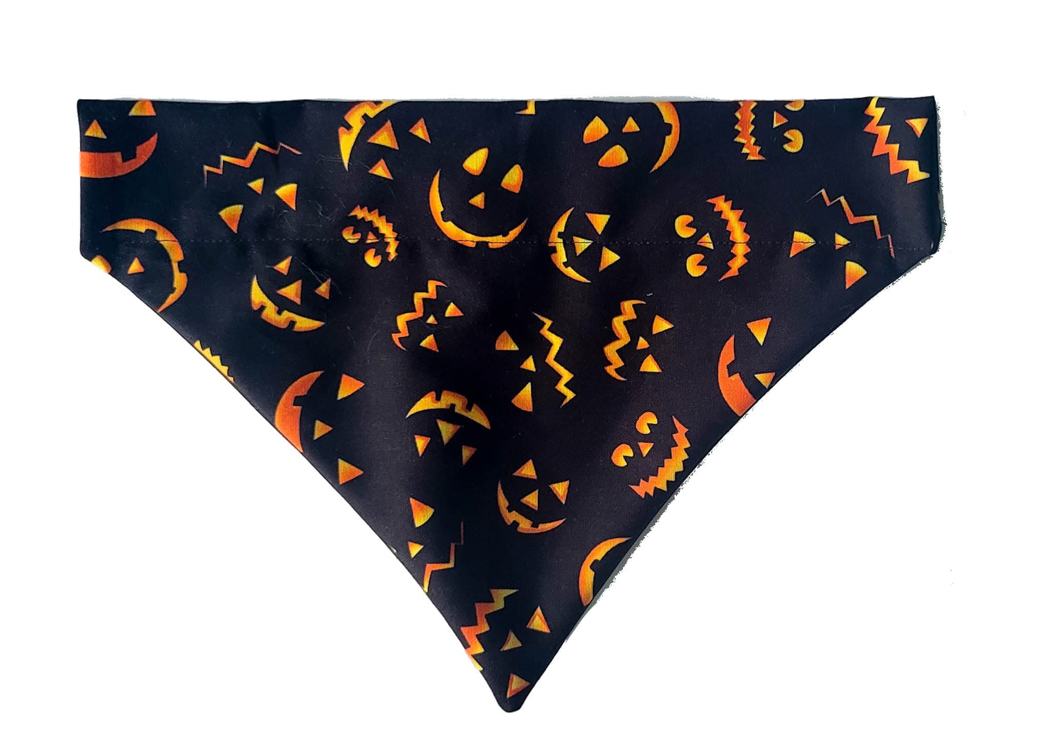 Halloween Jack O Lantern Pumpkin Over the Collar Dog Bandana That Slips onto Their Existing Collar Size (Medium)