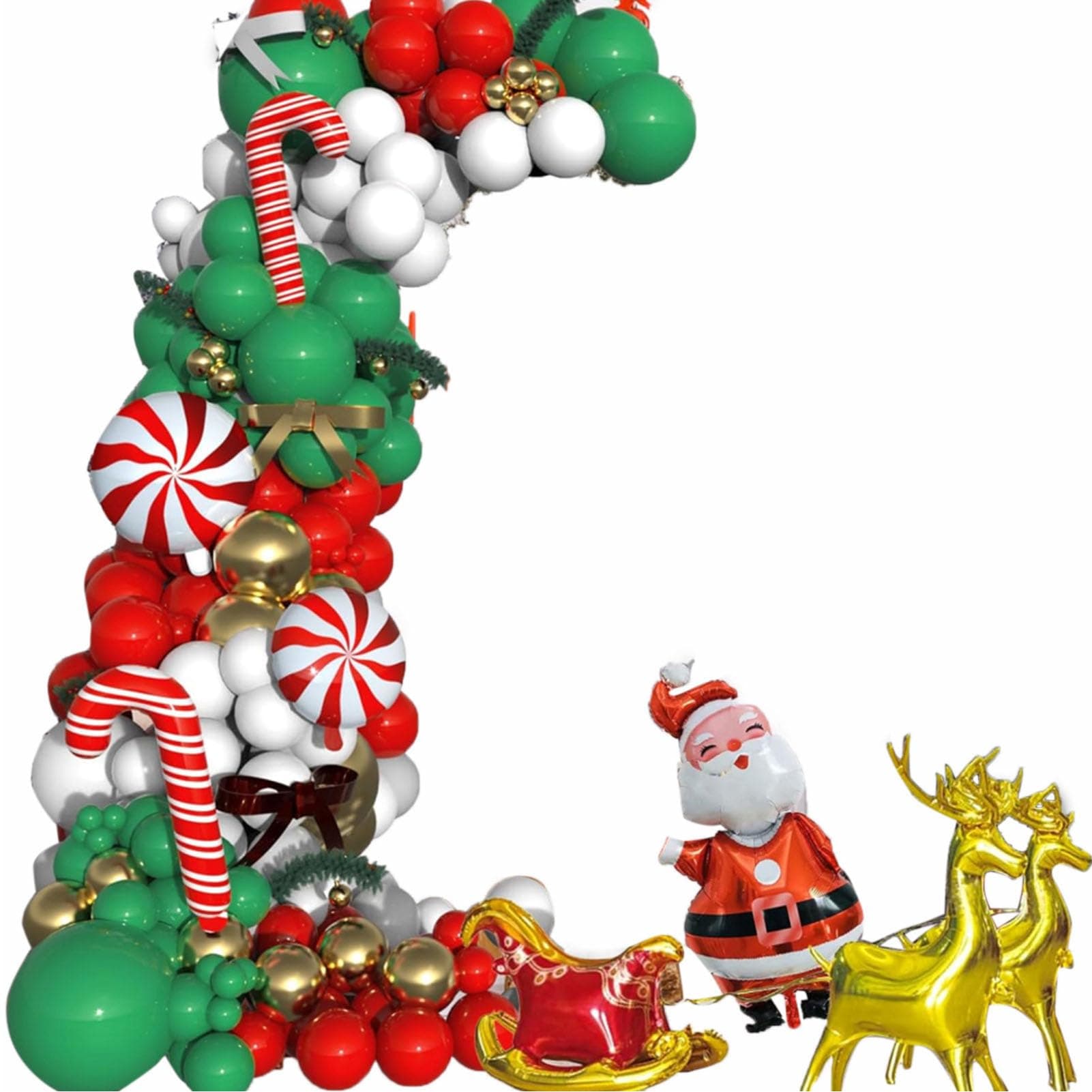 Xmas Balloon Garland Arch Kit Metallic Gold Green Red White Xmas Balloons Decorations for New Year