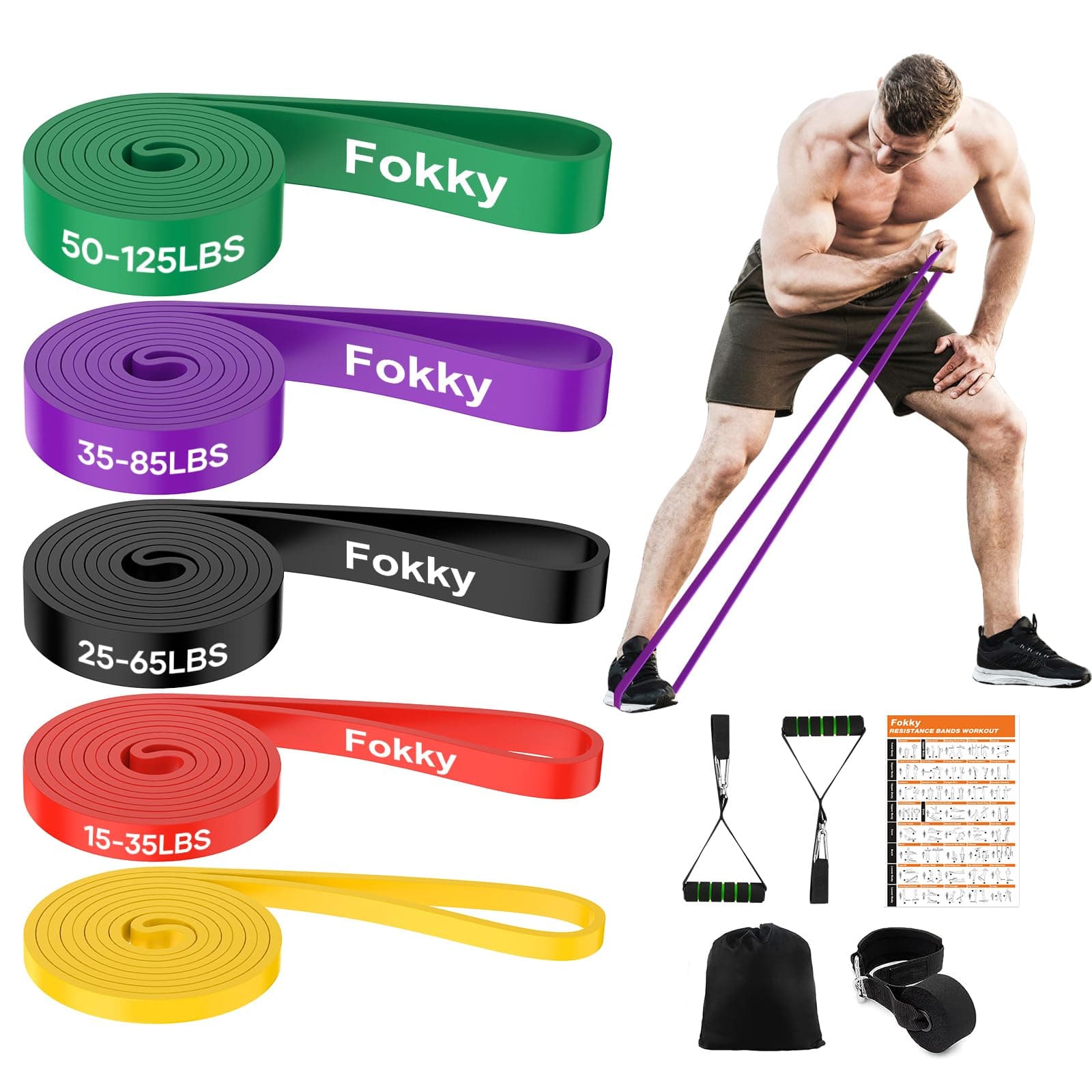 Fokky Bande Elastique Musculation, Élastique Musculation avec 5 Niveaux