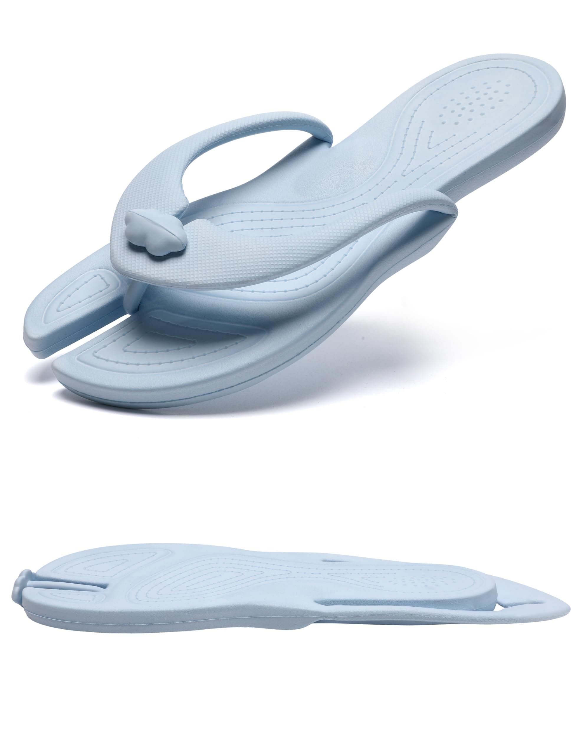 Kiemorgy Travel Slippers for Women Men, Folding Slides Sandals, Portable Hotel Spa Slippers, Waterproof Quick Drying Flip Flops, Shower Shoes Beach Sandals-JD01 blue M