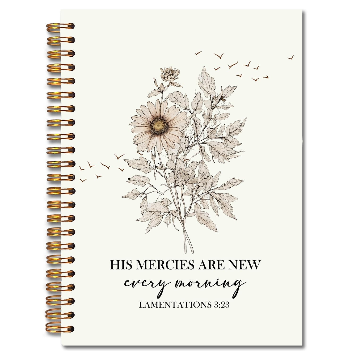 Exqcom Christian Floral Spiral Notebooks, His Mercies Are New Every Morning Bible Verse Journal, Scripture Journals for Writing, Religious Bible Notebook for Note Taking, 5.5x8.3 Inch