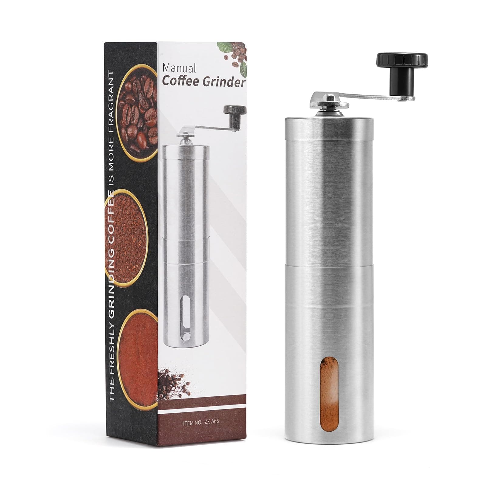 Stainless Steel Manual Coffee Grinder, Suitable for French Press and Drip Coffee Makers. Can be Used at Home, in The Office or During Outdoor Camping.