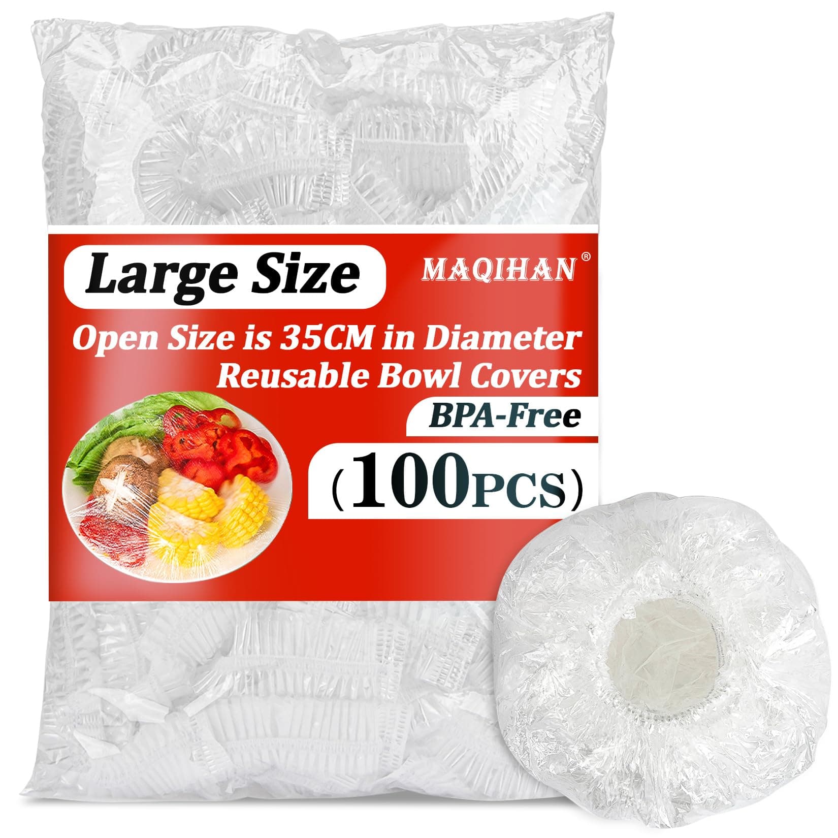 MAQIHAN 100 Bowl Covers Bread Proofing - Extra Large Plastic Wrap for Food