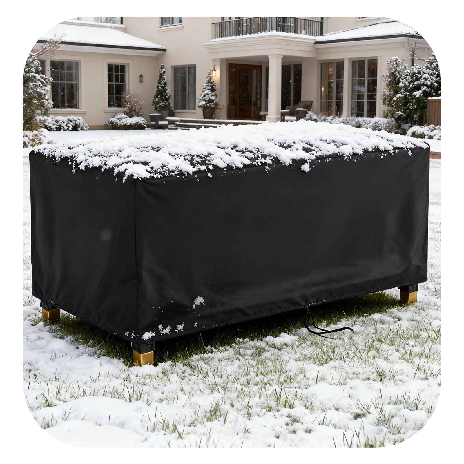Patio Furniture Table Covers Waterproof 600D Heavy Duty 87x44x17inch/222x112x42cm Black Outdoor Bar Cover Rectangular Patio Furniture Covers for Outdoor Dining Table Chairs Set Cover