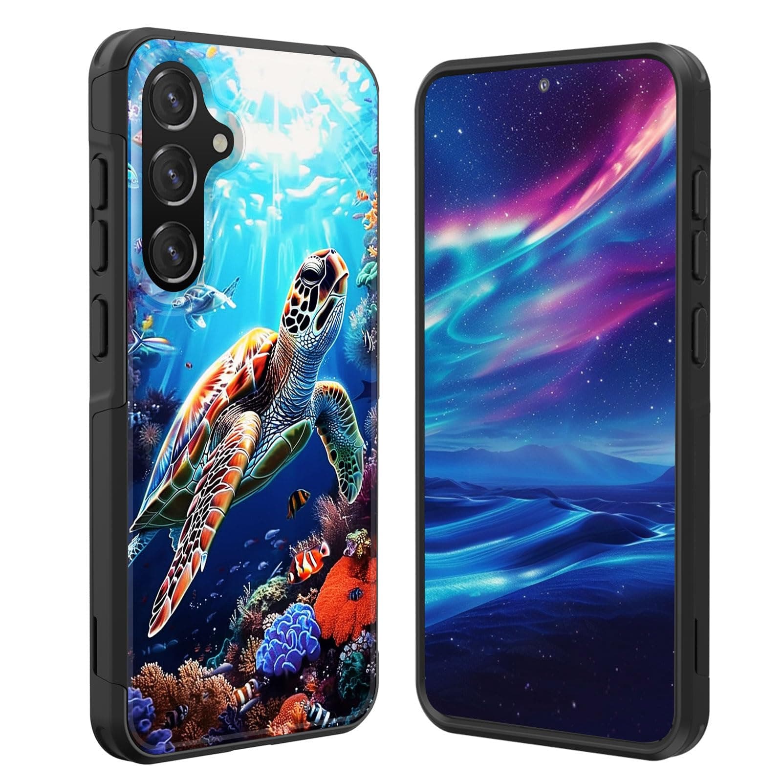 GFEWYTJYJ for Galaxy S25 Case,[10 FT Military Grade Drop Protection] Non-Slip Heavy Duty Shockproof Phone Case for Samsung Galaxy S25 6.2 Inch 2025,Sea Turtle Under Water