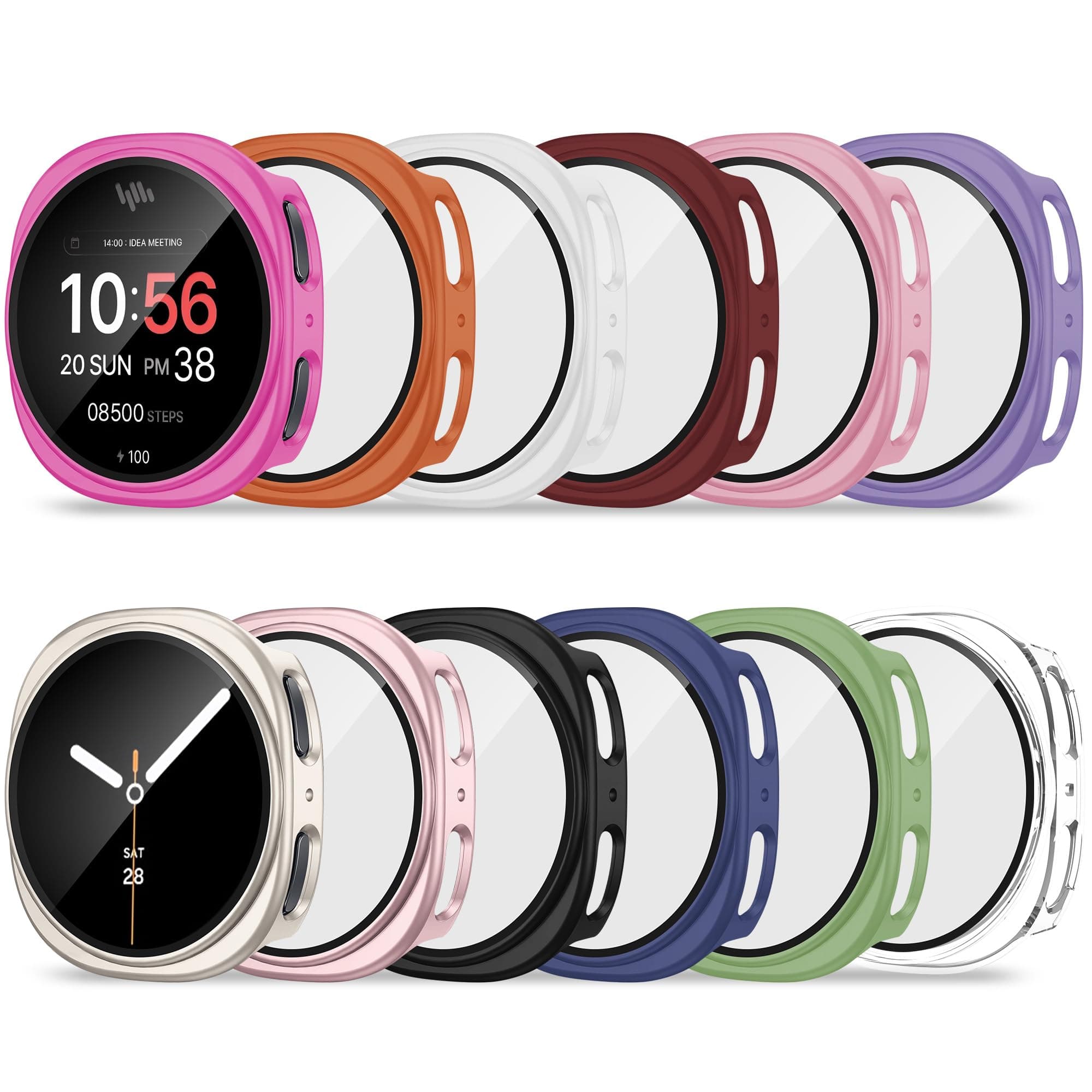 Bougraite 12 Pack Case for Samsung Galaxy Watch 9/8 40mm with Tempered Glass Screen Protector, Hard PC Scratch Resistant Protective Cover Compatible with Galaxy Watch 9/8 40mm