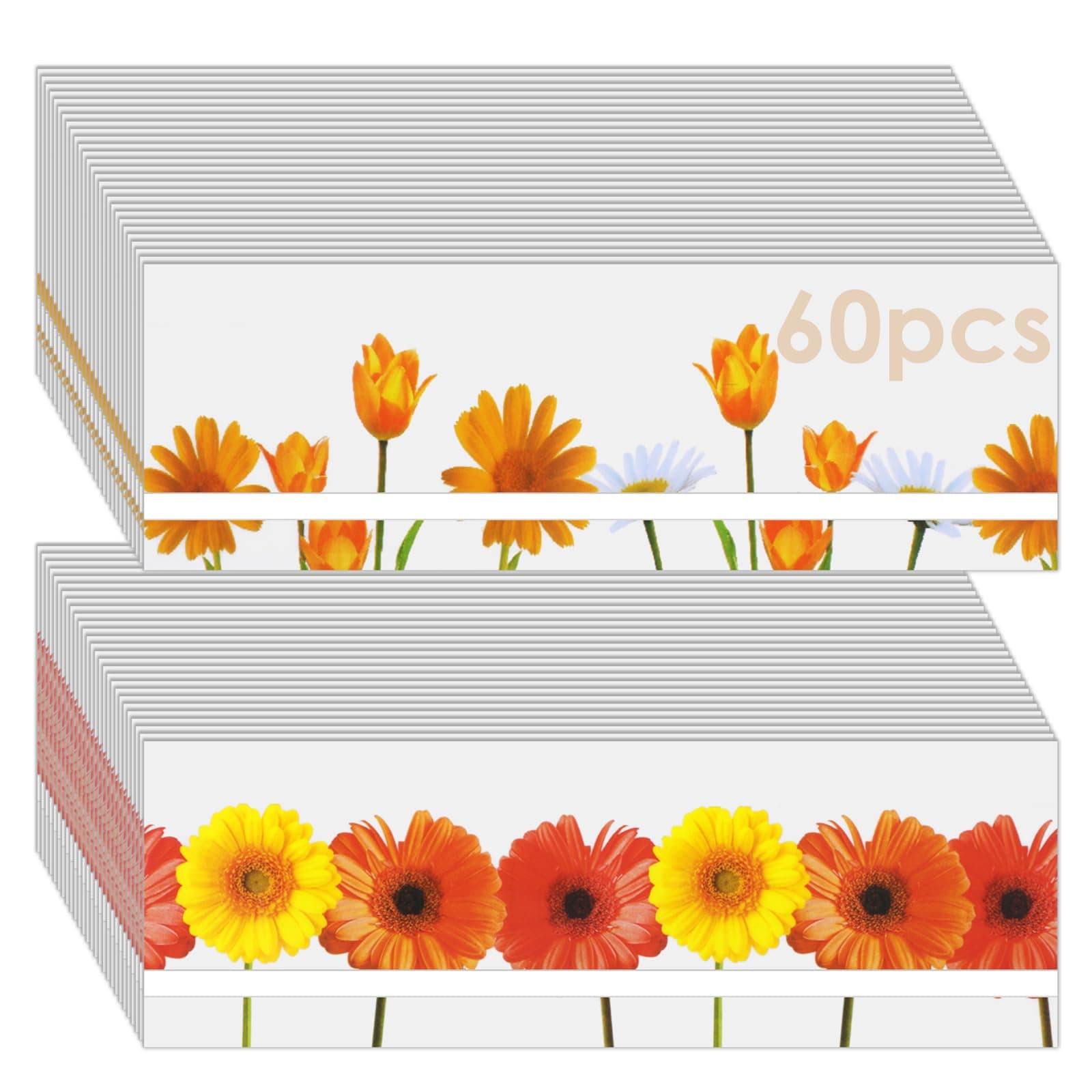 WD&CD 60PCS Window Fly Trap Sticker for Indoors Flower Sticky Glue Traps Fly Paper Sticky Strips for Outdoors Indoors Home School for Restaurant Canteen