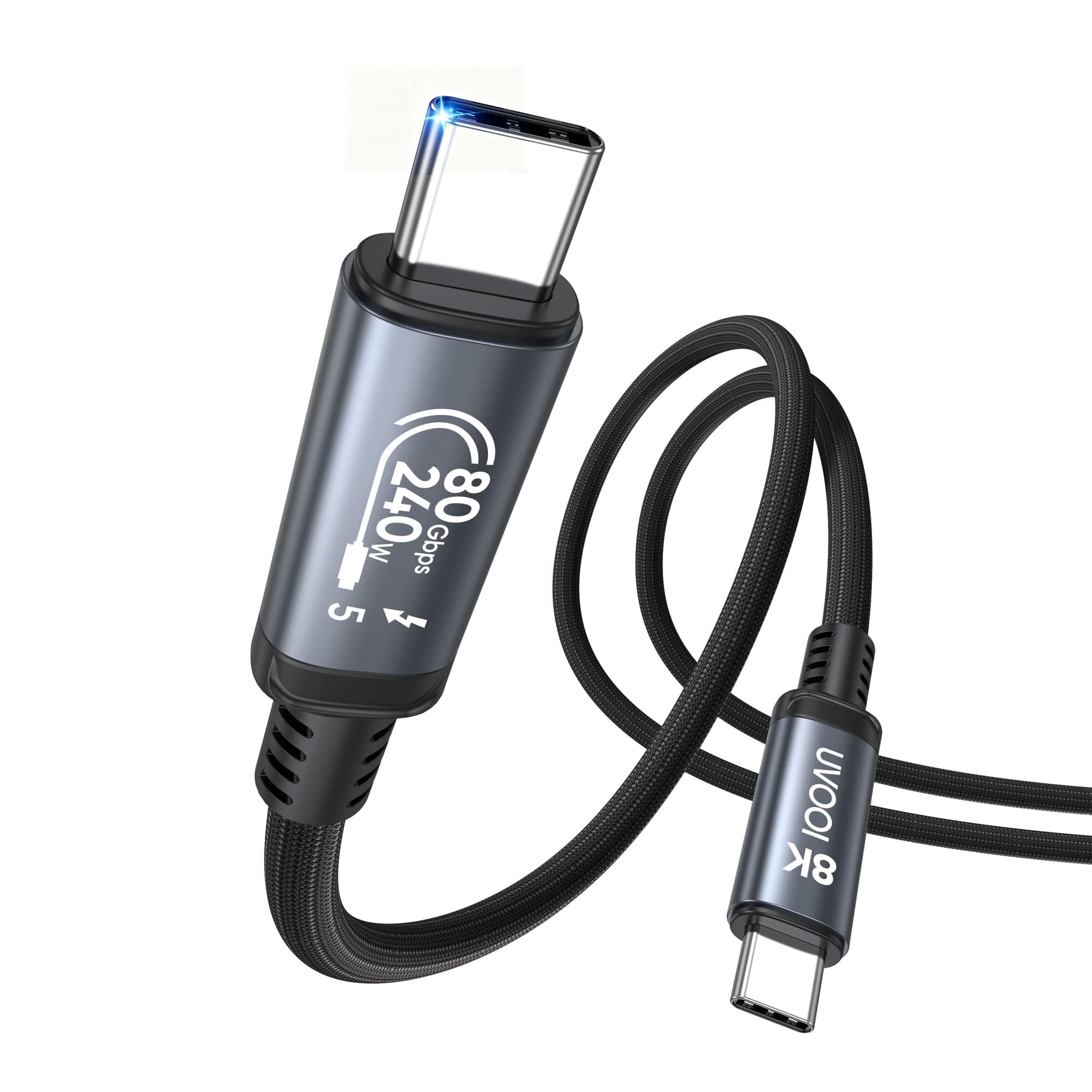 UVOOI 80Gbps Thunderbolt 5 Cable 6FT, Thunderbolt 4/3 & USB 4/3.2 Cable, 8K Display Video, 240W Charging, High Speed USB C Data Cable for MacBook, Mac mini, SSD, iPhone 17, Samsung S25, Braided