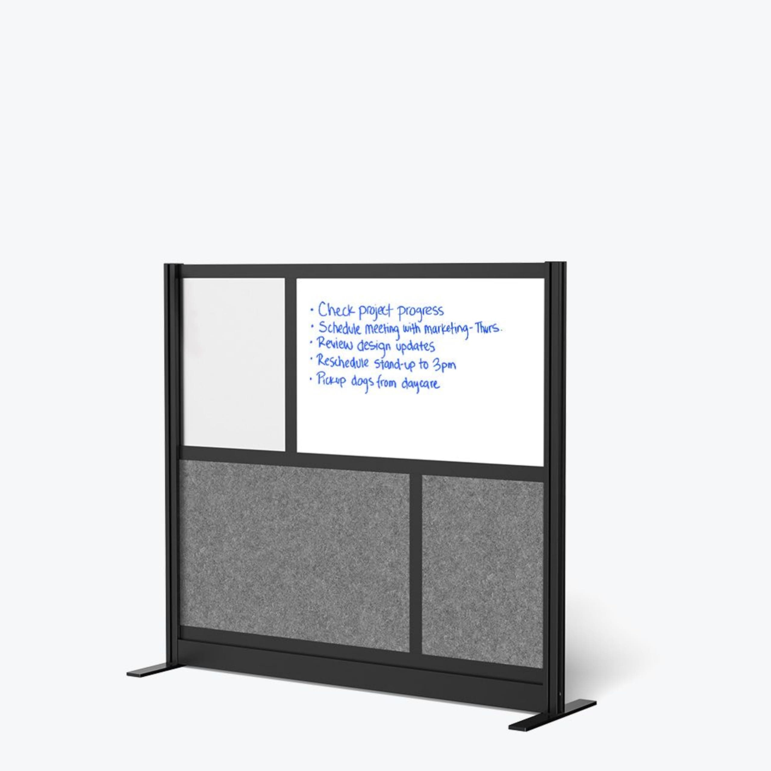 FSE 373-MW-5348-FWCGB Modular Wall Room Divider System - Black Frame - 53" x 48" Starter Wall with Whiteboard