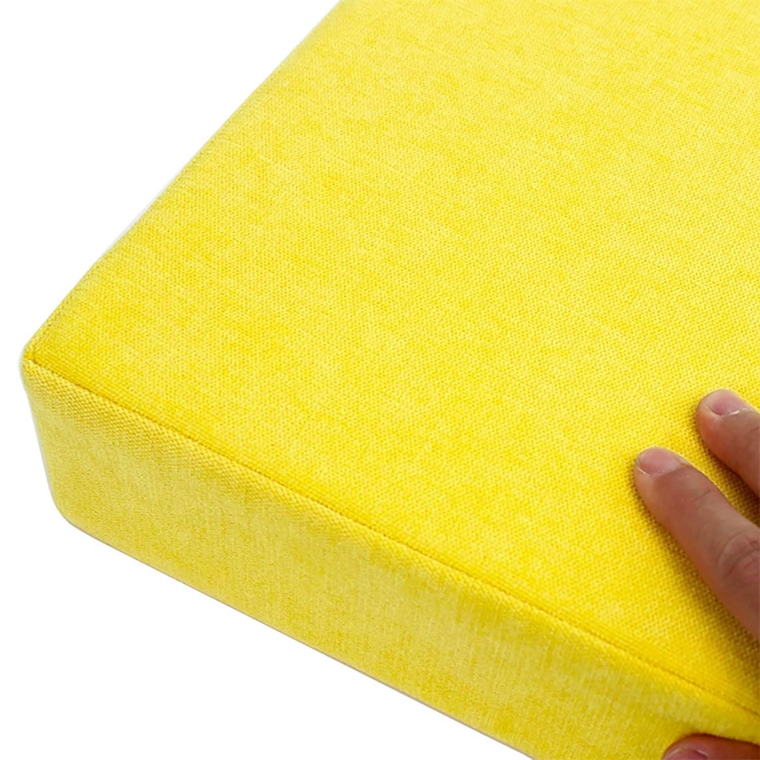 Coussins de Banc Intérieur/Extérieur,Antidérapant Coussin Banquette en Mousse avec Housse Amovible Coussin d'assise sur Mesure Pour Terrasse, Cuisine, Salle à Manger(Yellow,140x40cm/51x16in)