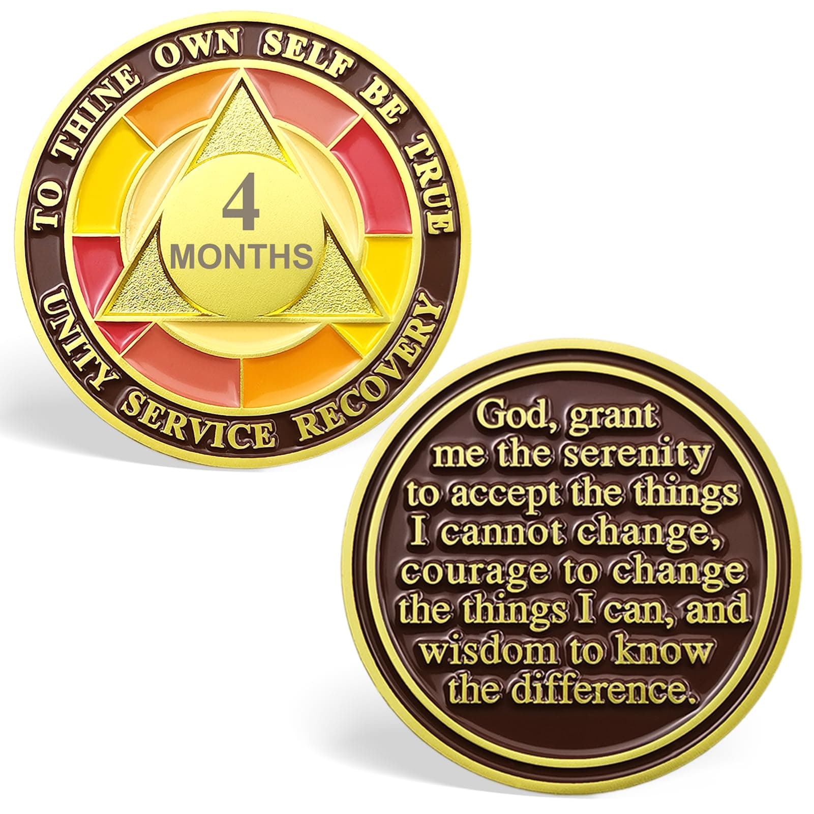 4 Month Sobriety Chips, 120 Days Tri-Plate AA Chips - Four Month Sobriety Coins Recovery Chips Sober Coins for Alcoholics Anonymous Recovery Sobriety Gifts for Men/Women
